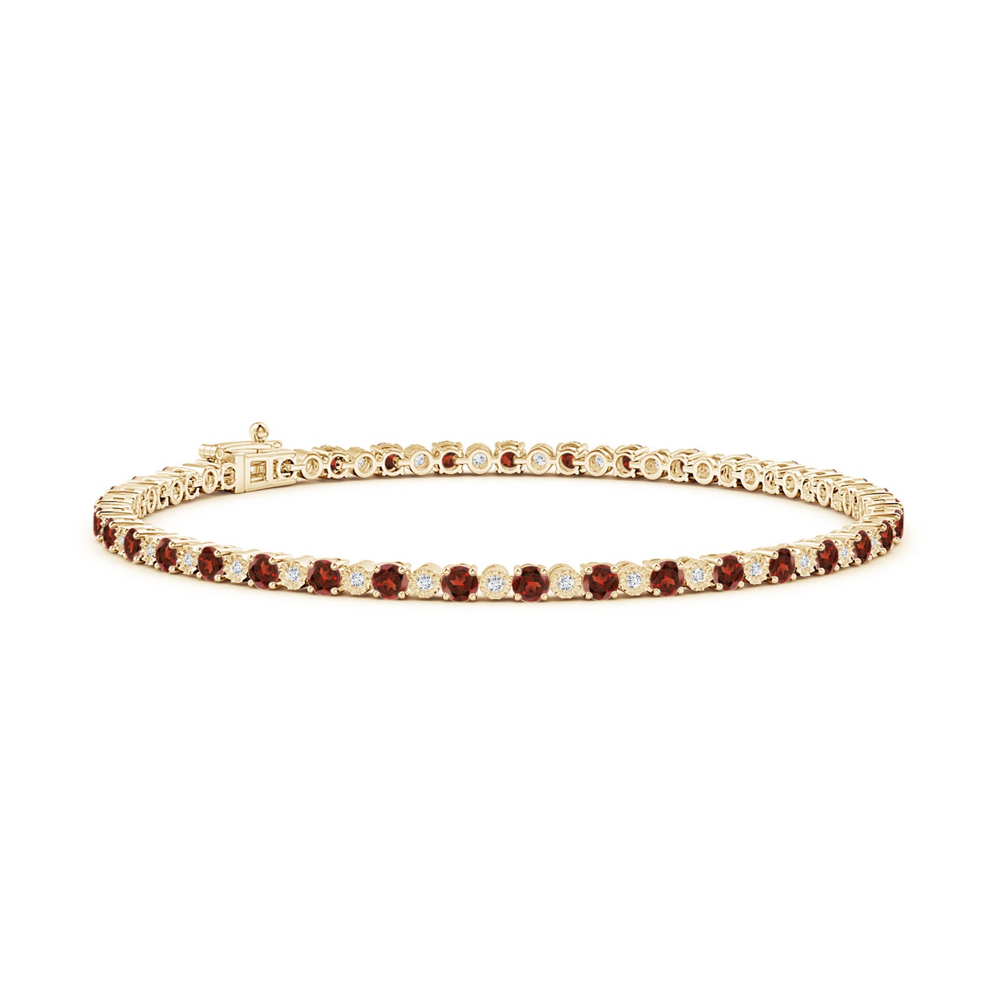 Garnet and Illusion Diamond Tennis Bracelet