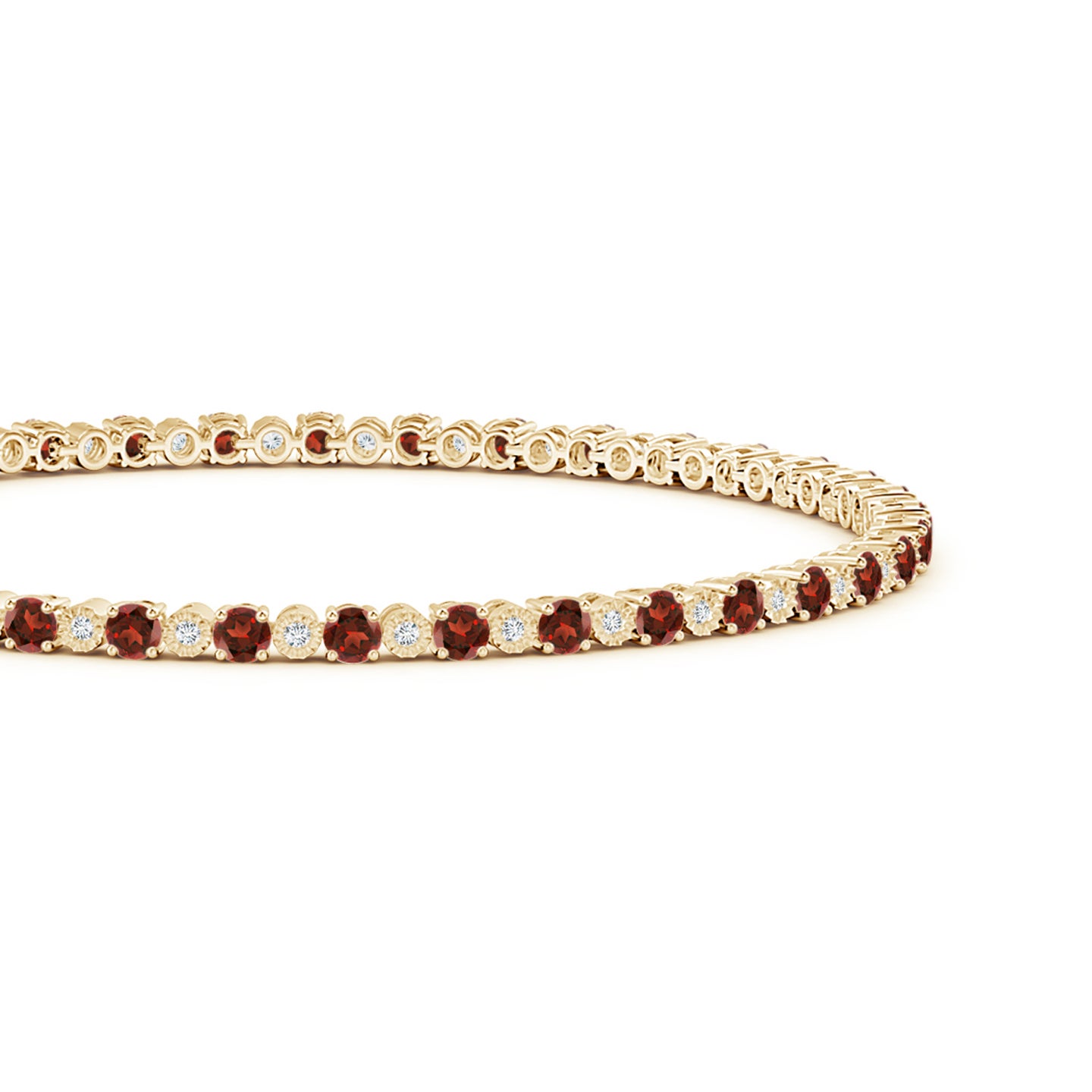 Garnet and Illusion Diamond Tennis Bracelet