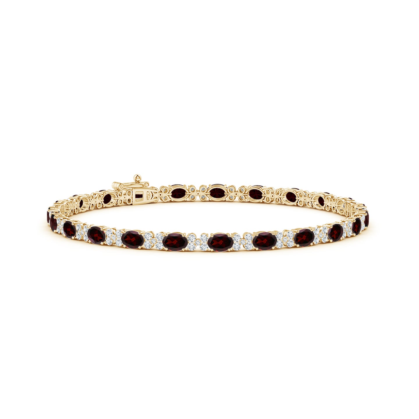 Oval Garnet Tennis Bracelet with Diamonds