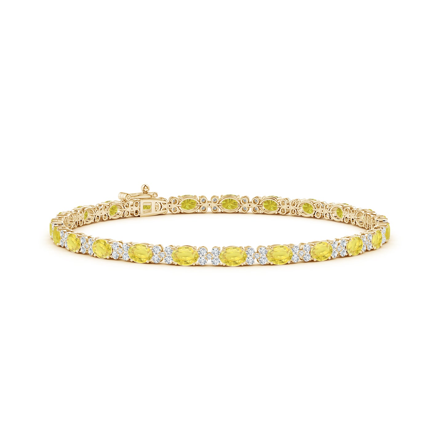 Oval Yellow Sapphire Tennis Bracelet with Diamonds