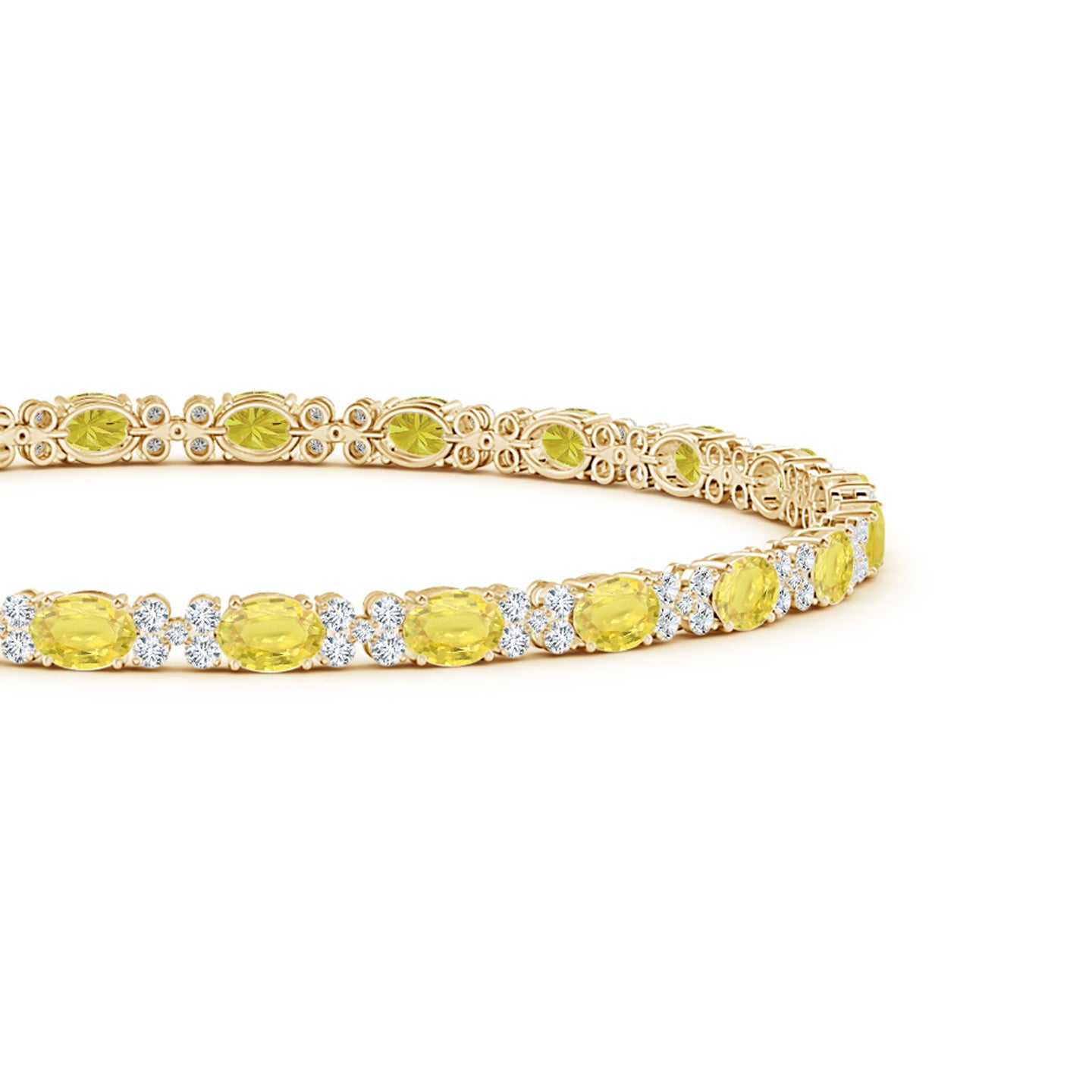 Oval Yellow Sapphire Tennis Bracelet with Diamonds
