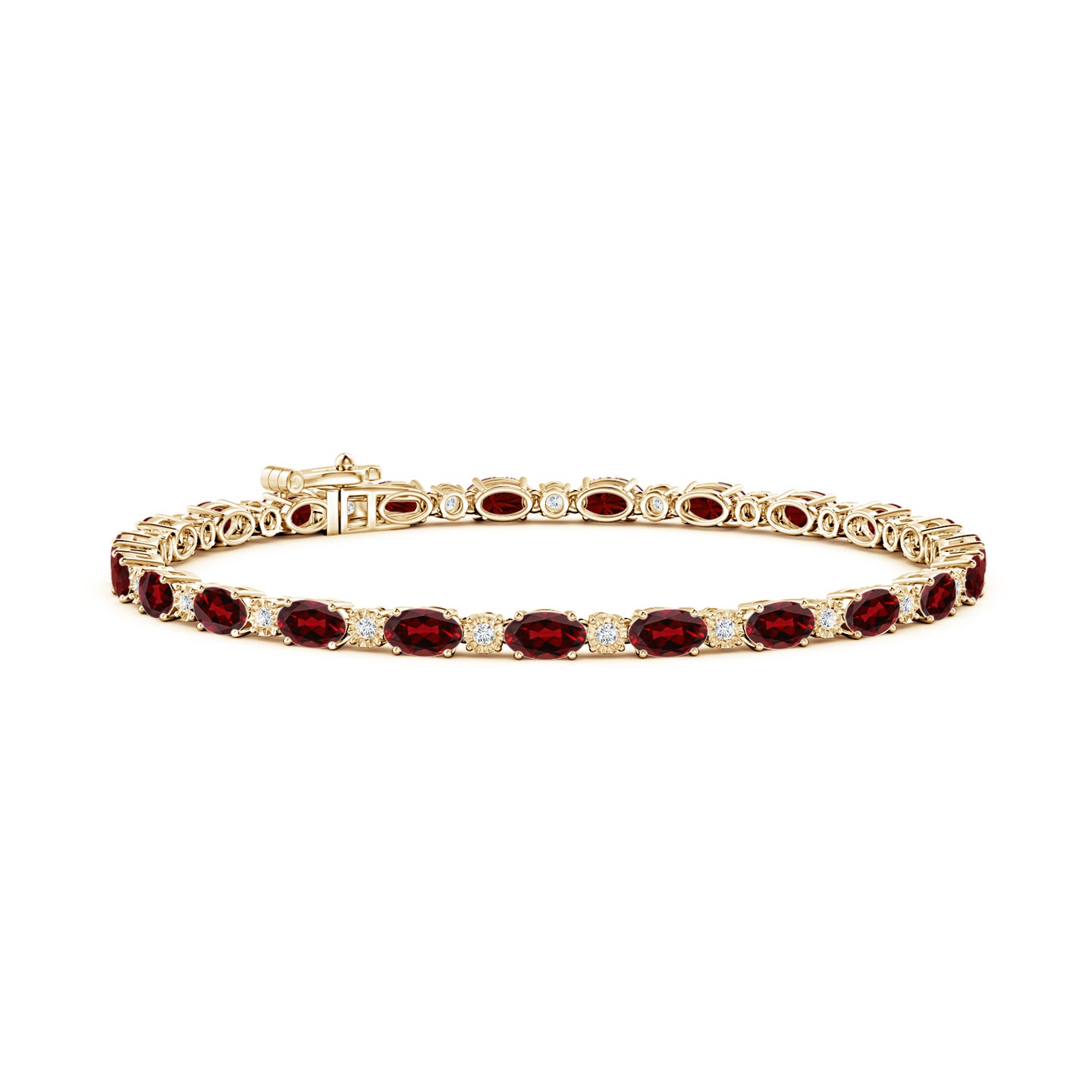 Oval Garnet Tennis Bracelet with Gypsy Diamonds