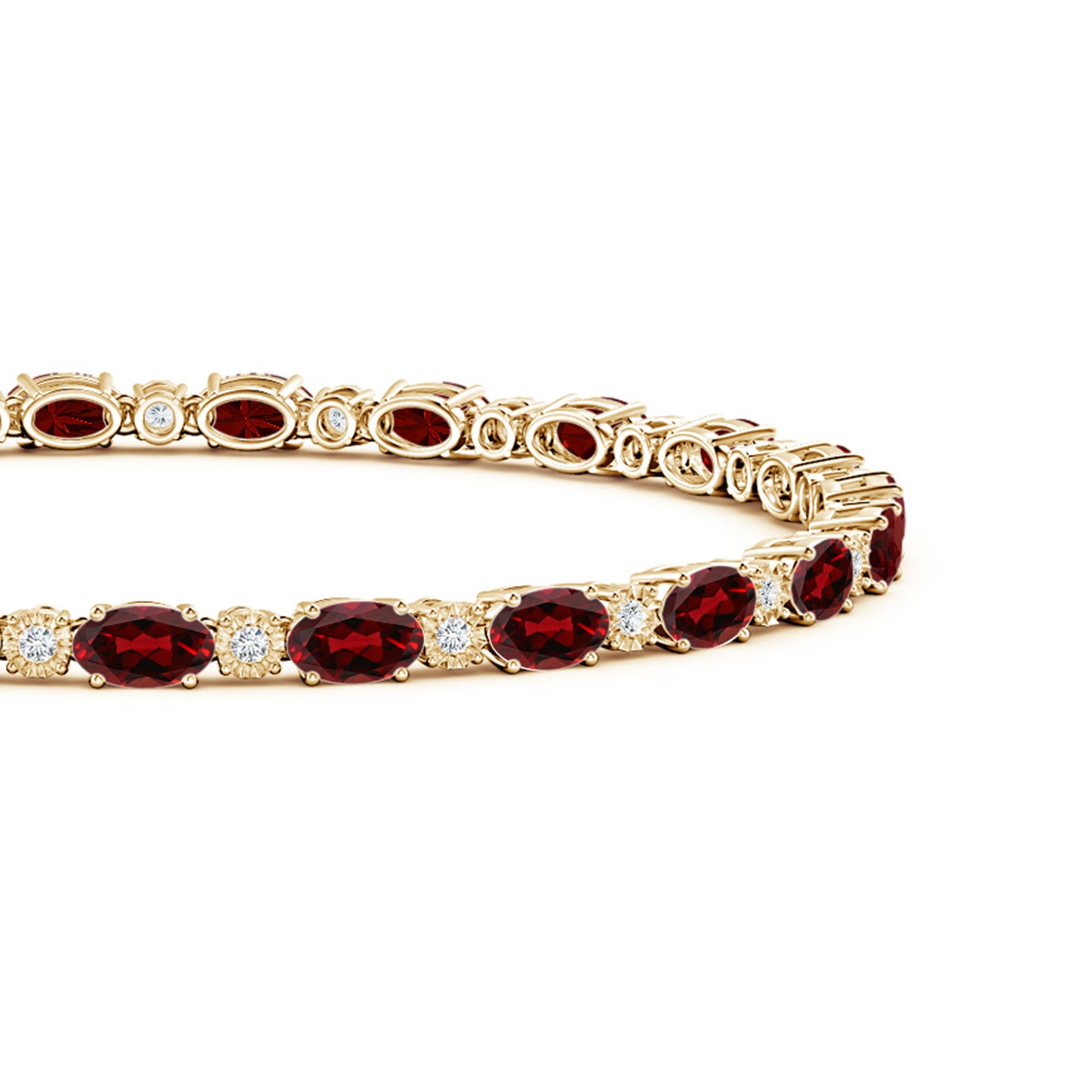 Oval Garnet Tennis Bracelet with Gypsy Diamonds