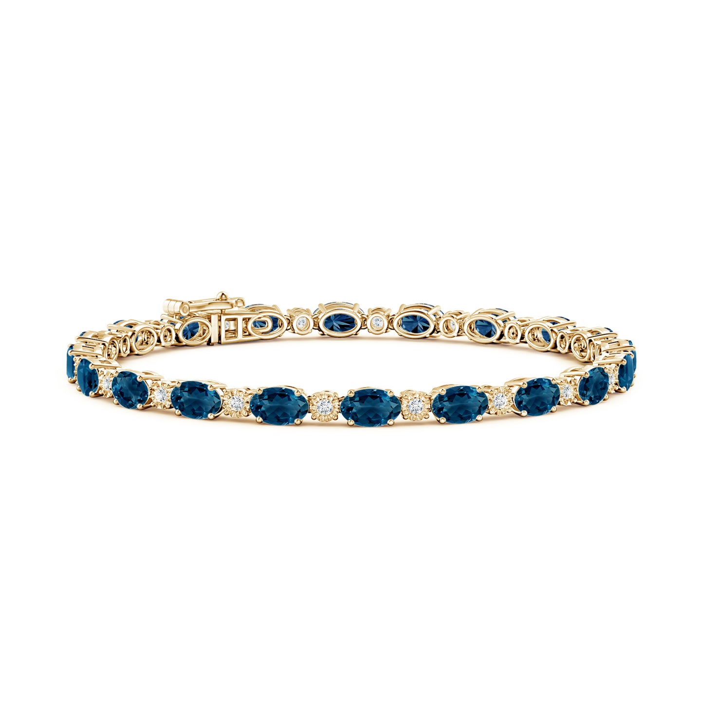 Oval London Blue Topaz Tennis Bracelet with Gypsy Diamonds