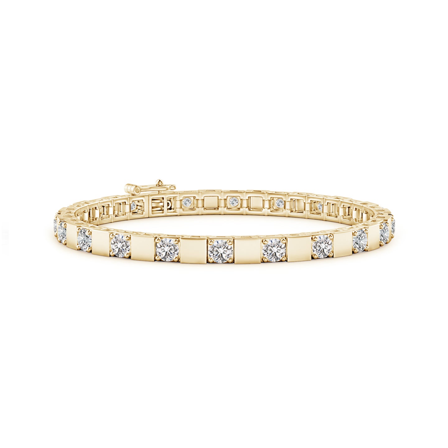 3.4mm IJI1I2 Diamond Square Link Stackable Bracelet in Yellow Gold
