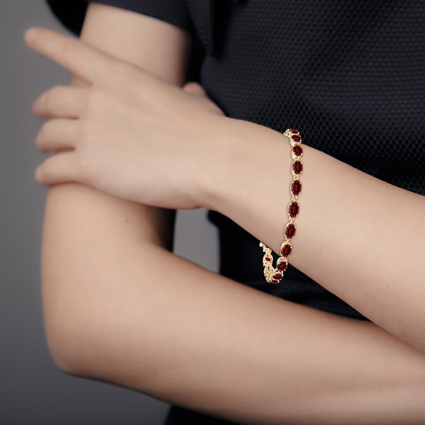 Classic Oval Garnet Tennis Bracelet