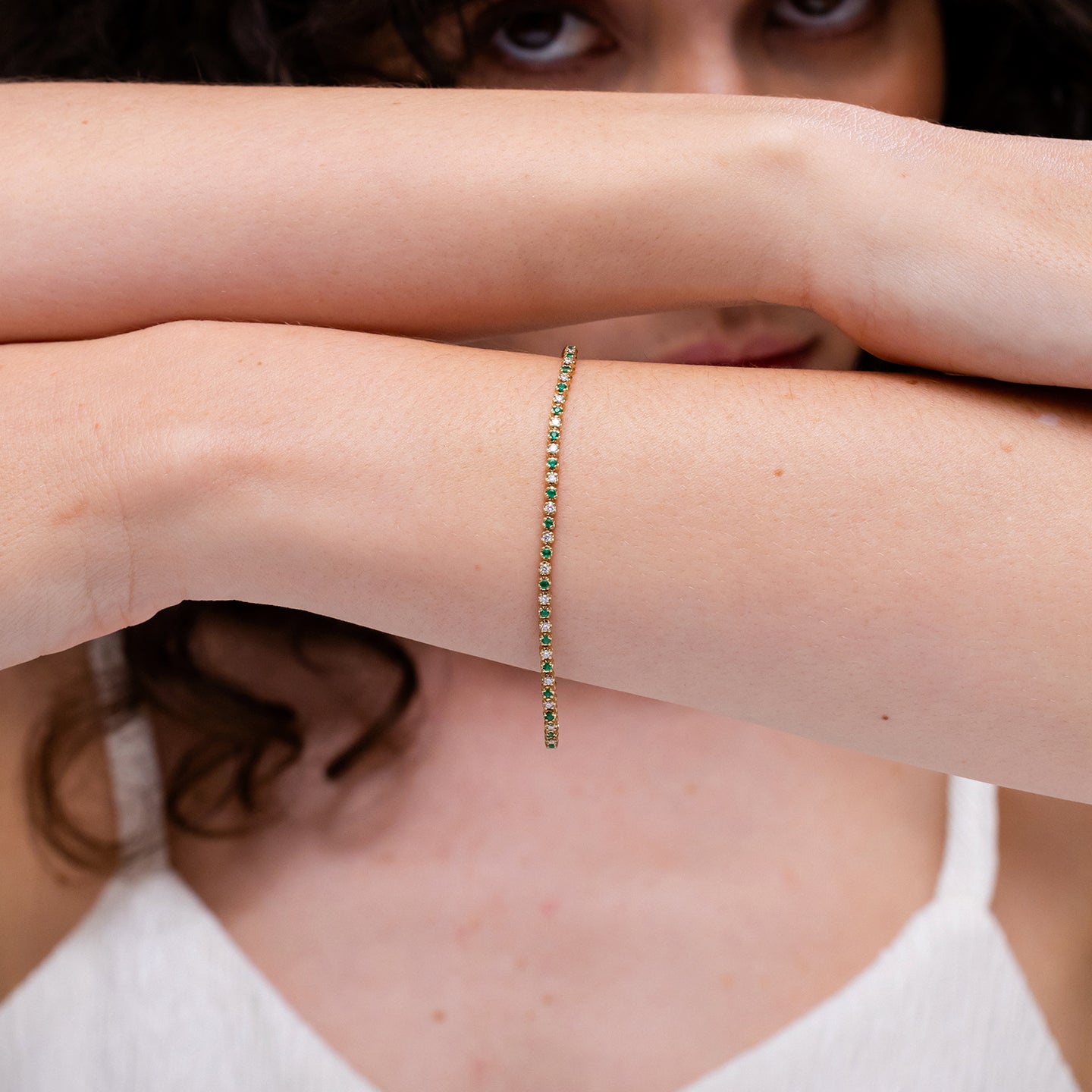 Classic Round Emerald and Diamond Tennis Bracelet