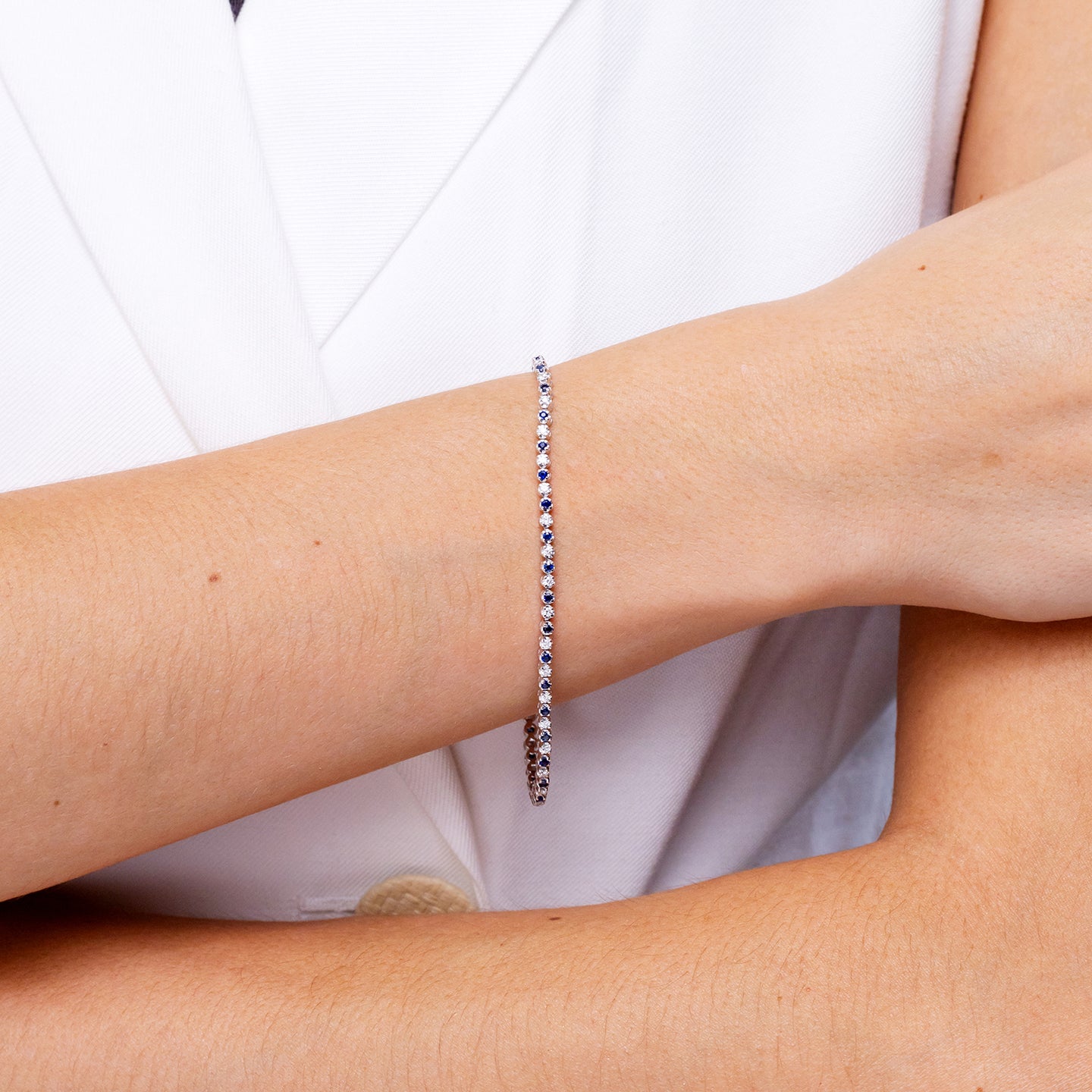 Classic Round Sapphire and Diamond Tennis Bracelet