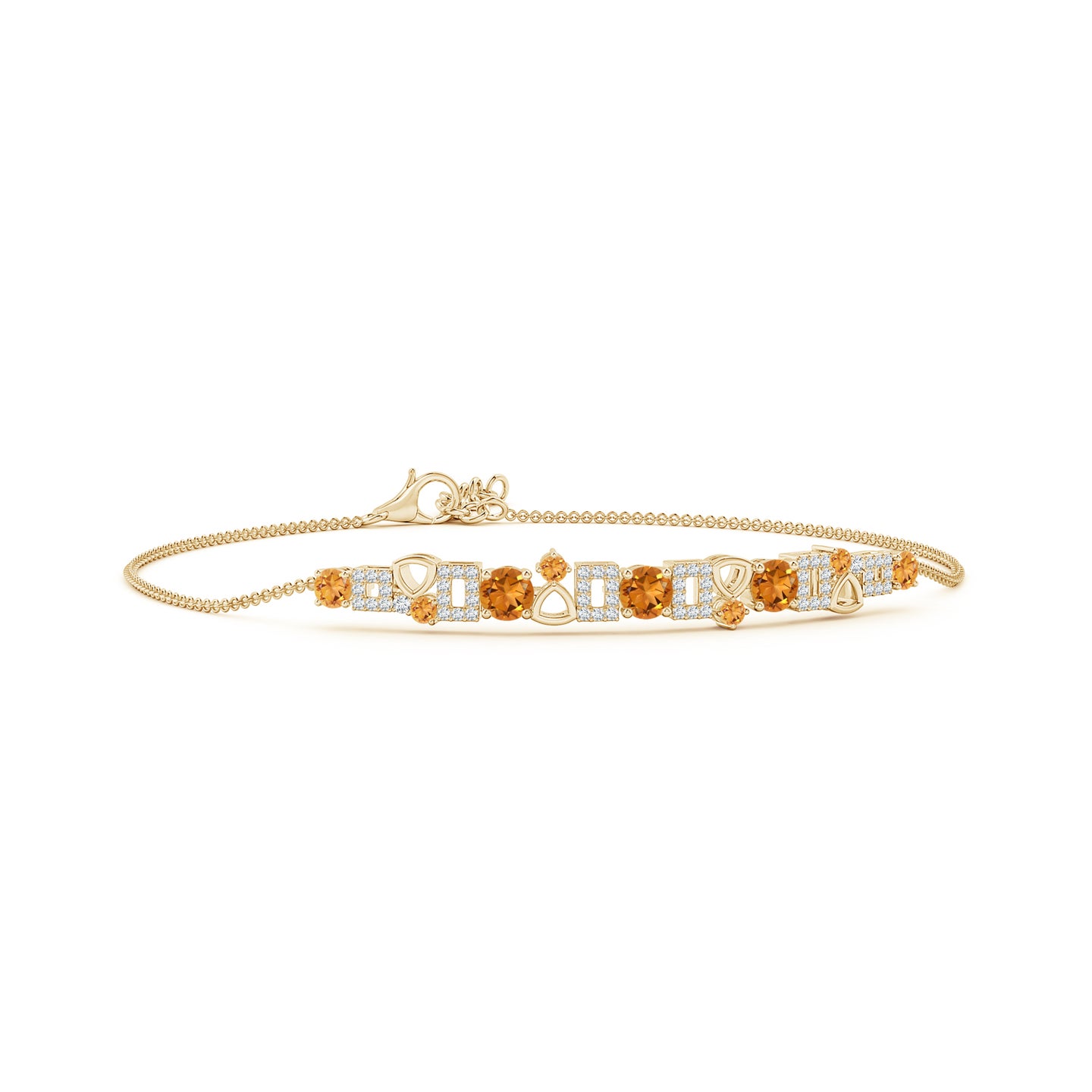 4mm AAA Dispersed Citrine Multi-Shape Scorpio Bracelet with Diamonds in Yellow Gold