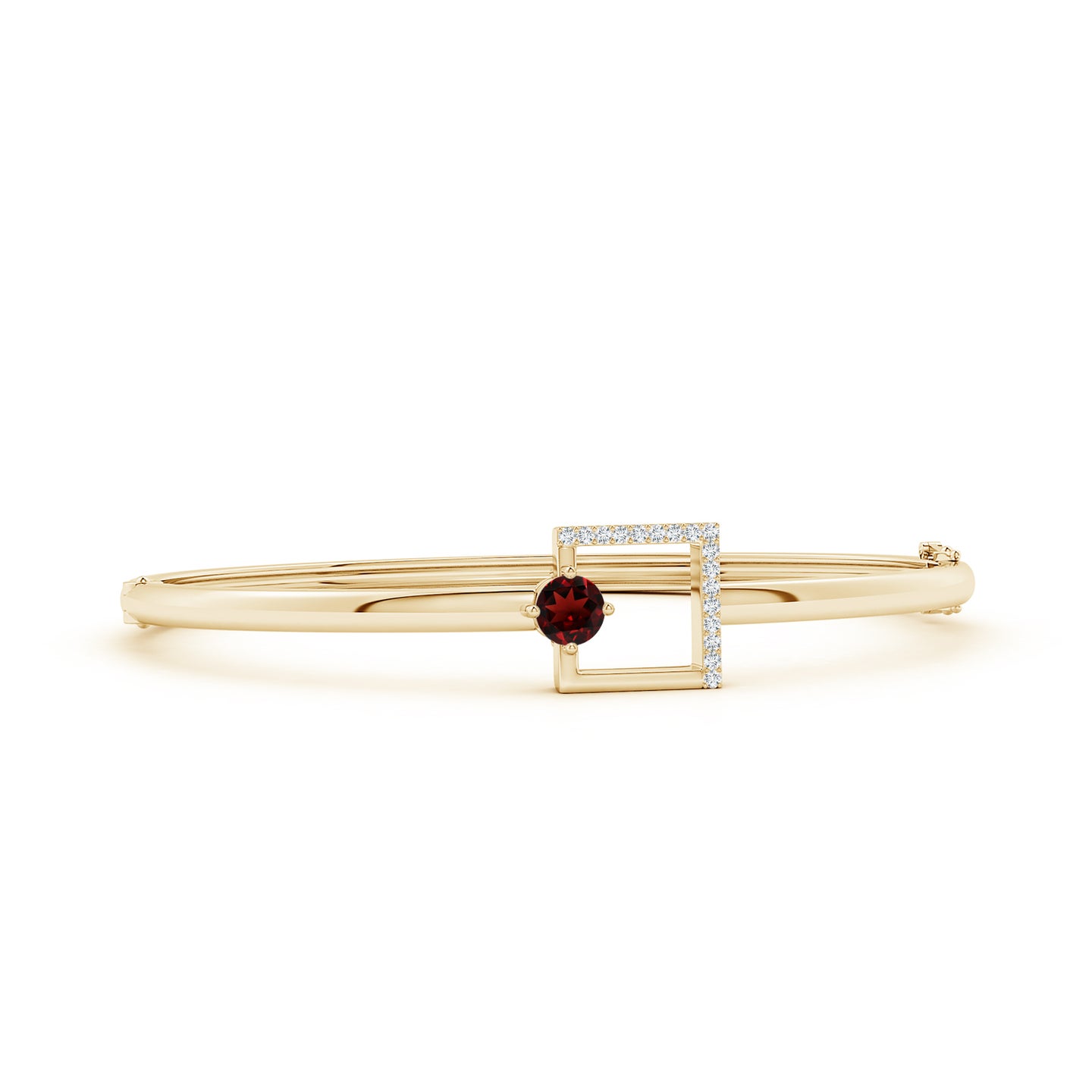 Garnet Capricorn Square-Frame Bangle Bracelet with Diamonds
