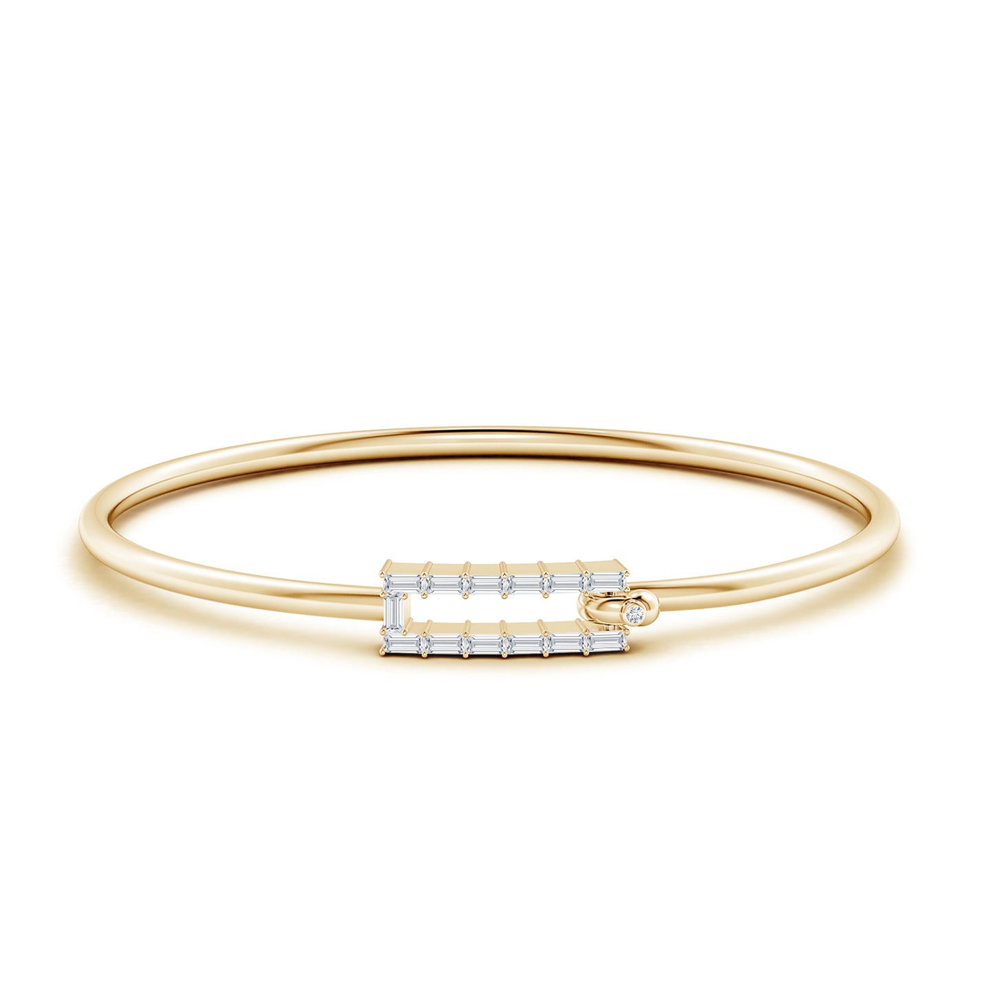 3x1.5mm GVS2 Baguette Diamond Open Rectangle Hook & Eye Flex Bracelet in Yellow Gold
