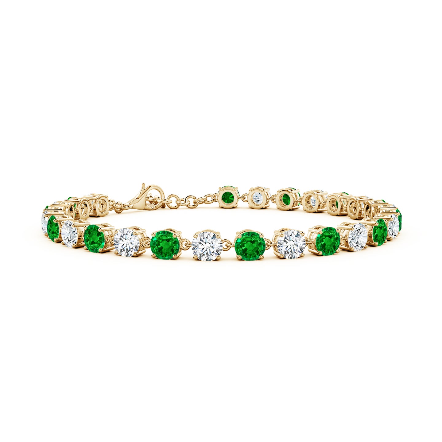 Round Emerald and Diamond Tennis Link Bracelet