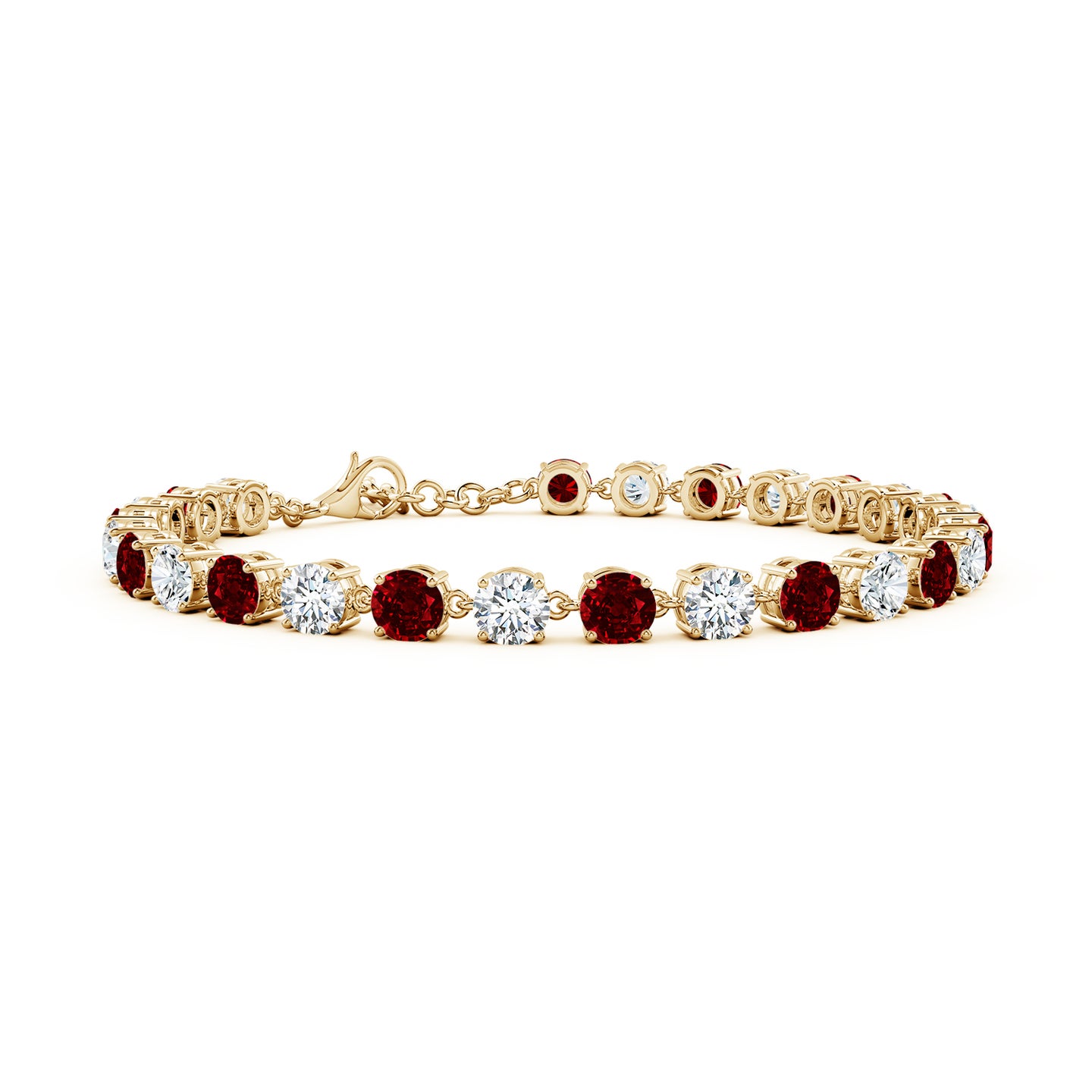 Round Ruby and Diamond Tennis Link Bracelet