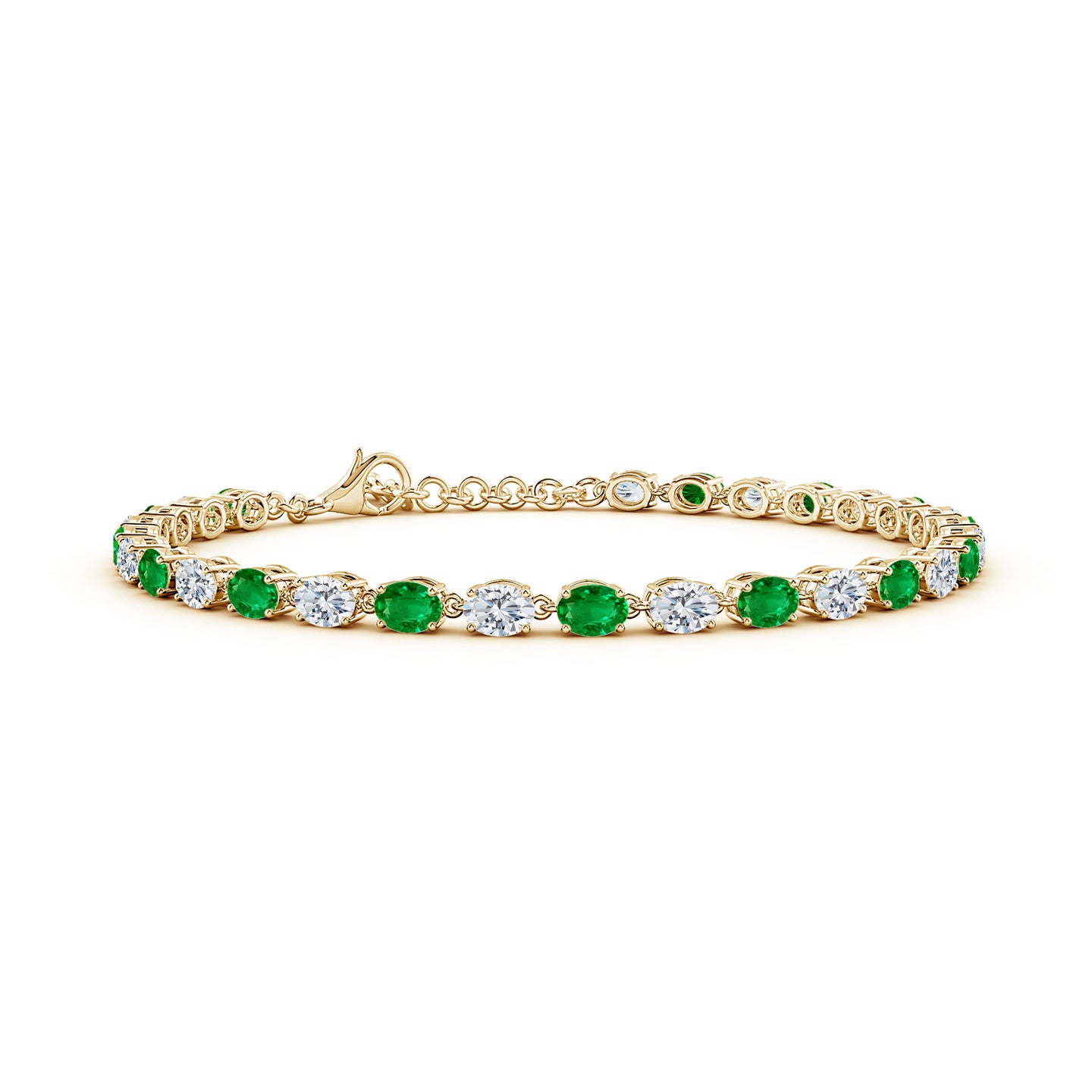 Oval Emerald and Diamond Tennis Link Bracelet