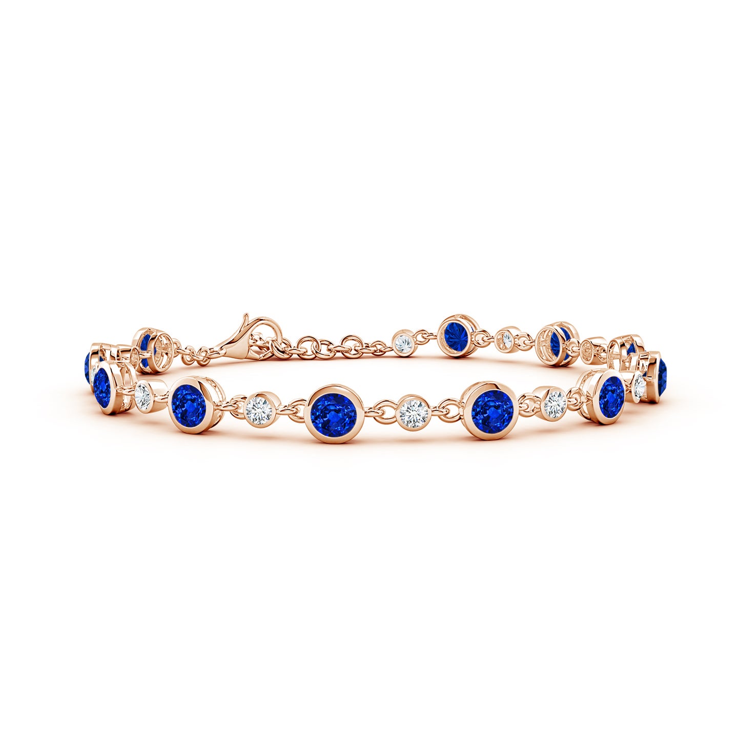 Alternating Round Lab-Grown Blue Sapphire and Diamond Tennis Bracelet Alternating Round Lab-Grown Blue Sapphire and Diamond Tennis Bracelet