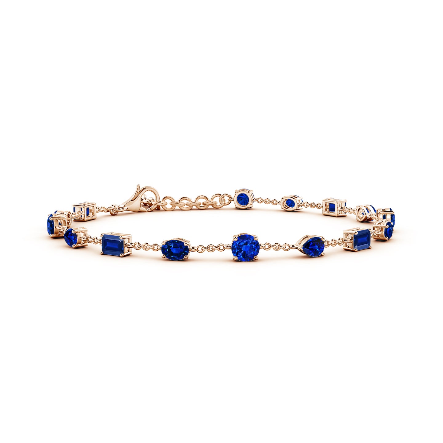 Multi-Shape Lab-Grown Blue Sapphire Station Bracelet Multi-Shape Lab-Grown Blue Sapphire Station Bracelet