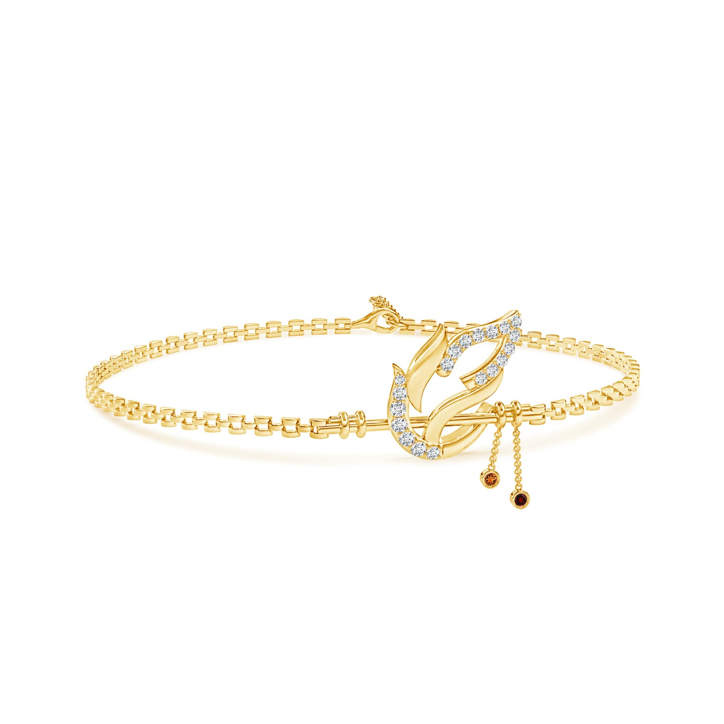 Natural Diamond Krishna Bansuri Rakhi With Citrine and Garnet