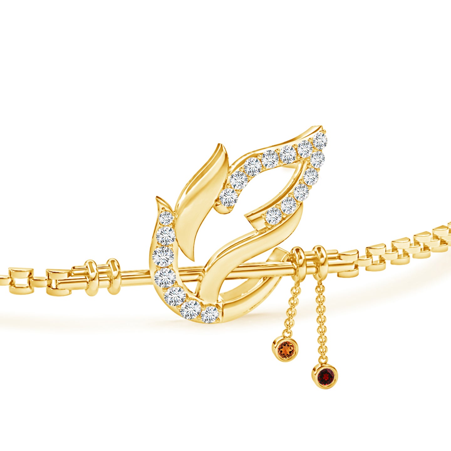 Natural Diamond Krishna Bansuri Rakhi With Citrine and Garnet