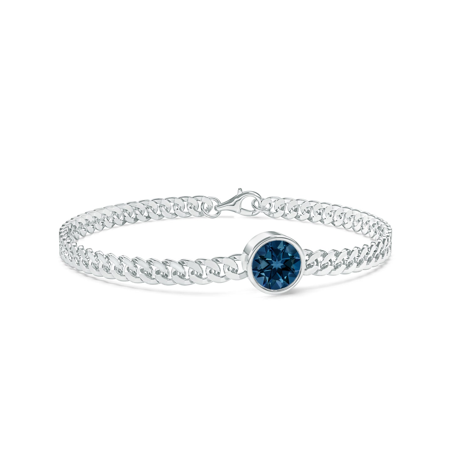 Solitaire Round London Blue Topaz Rakhi Solitaire Round London Blue Topaz Rakhi