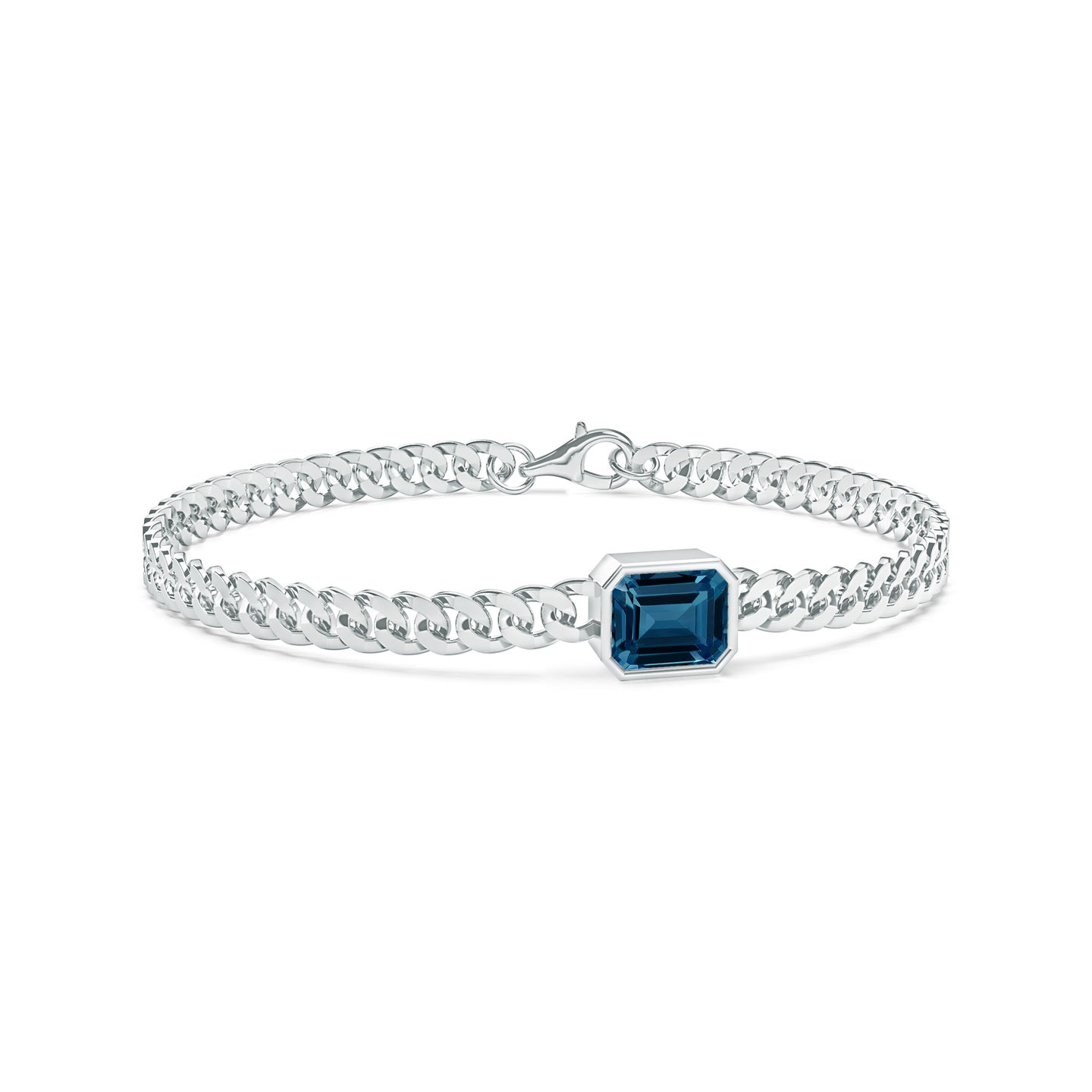 Solitaire Emerald Cut London Blue Topaz Rakhi Solitaire Emerald Cut London Blue Topaz Rakhi