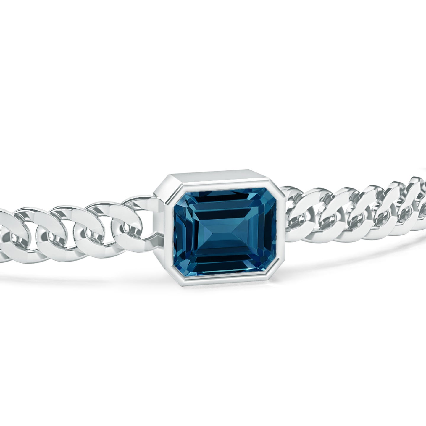 Solitaire Emerald Cut London Blue Topaz Rakhi Solitaire Emerald Cut London Blue Topaz Rakhi