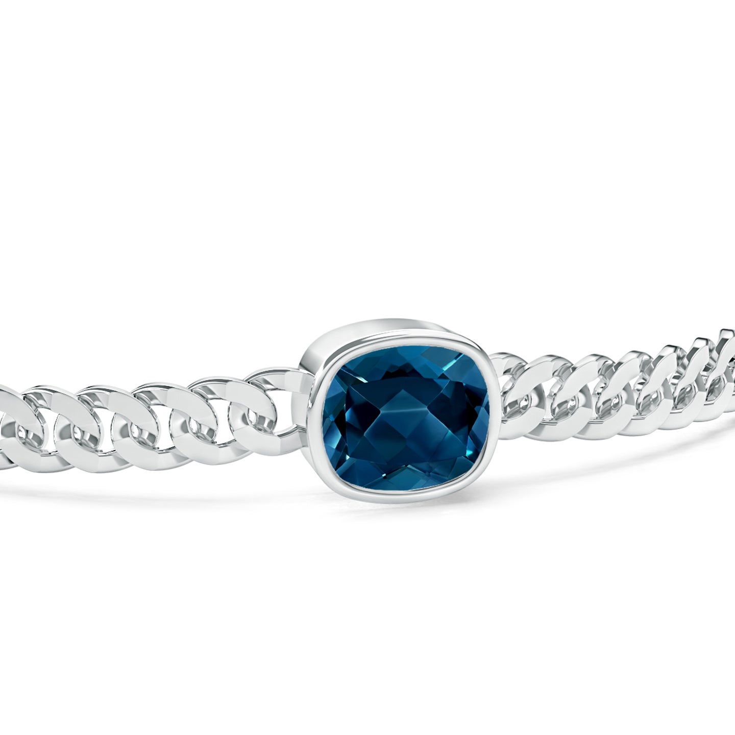 Solitaire Cushion Rectangular London Blue Topaz Rakhi Solitaire Cushion Rectangular London Blue Topaz Rakhi