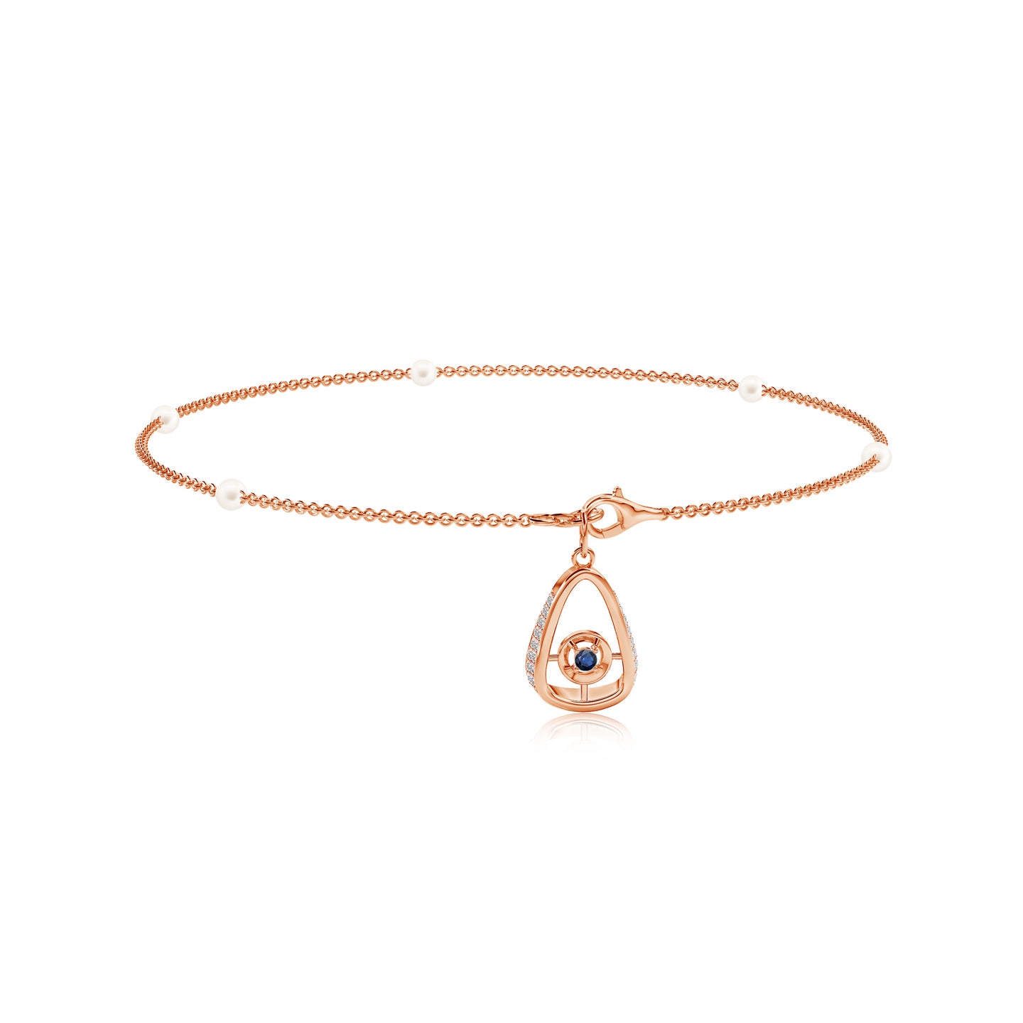 Natural Blue Sapphire With Side Diamond Bracelet Lumba Rakhi