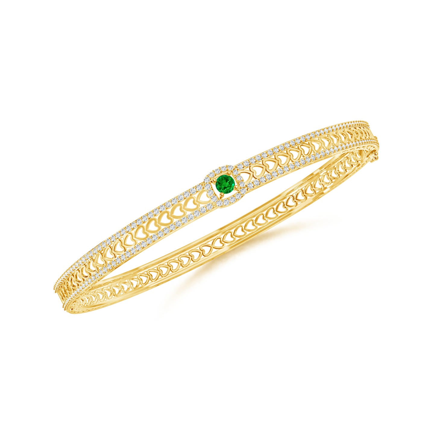 Regal Delight Natural Emerald with Diamond Bangle Bracelet