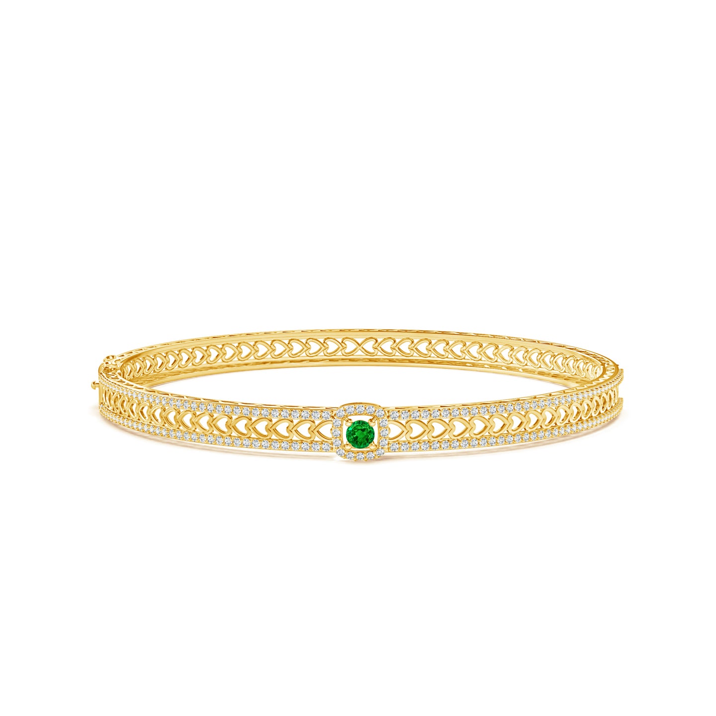 Regal Delight Natural Emerald with Diamond Bangle Bracelet