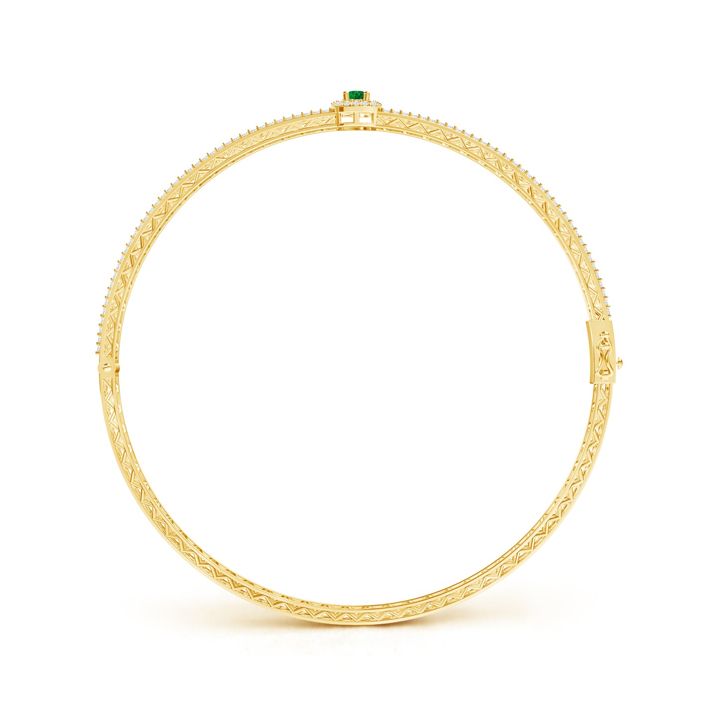 Regal Delight Natural Emerald with Diamond Bangle Bracelet