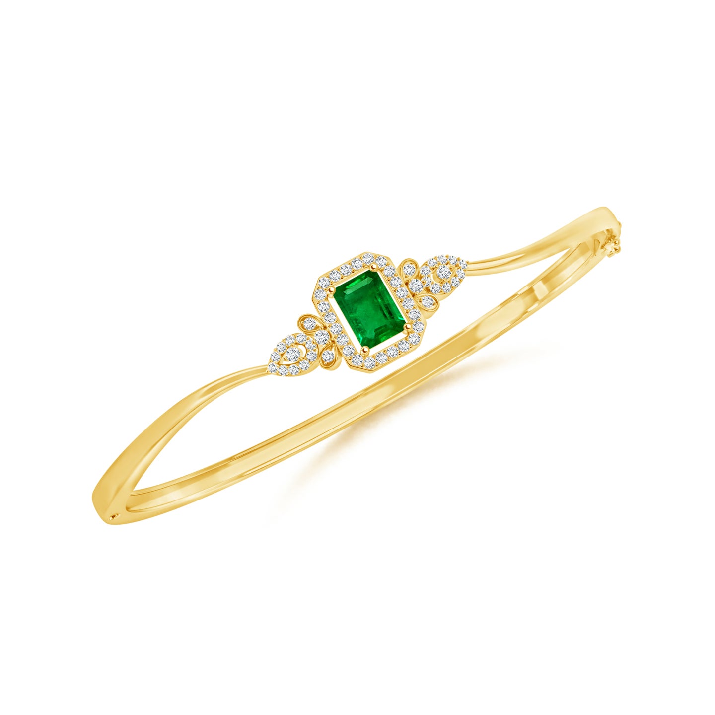 Royal Gleam Natural Emerald with Natural Diamond Bangle Bracelet