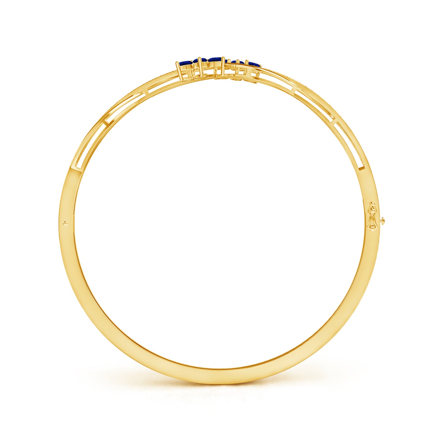 Twisted Vine Natural Blue Sapphire With Natural Diamond Bangle Bracelet