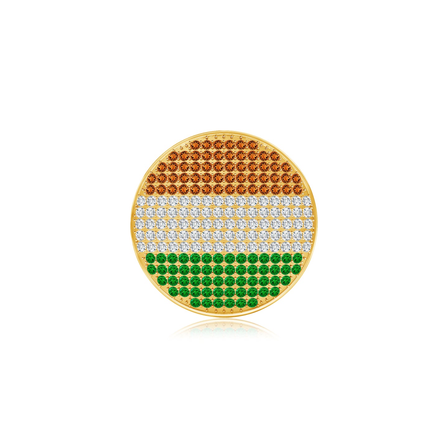Tricolour Natural Citrine with Lab Grown Diamond Emerald Circular Brooch
