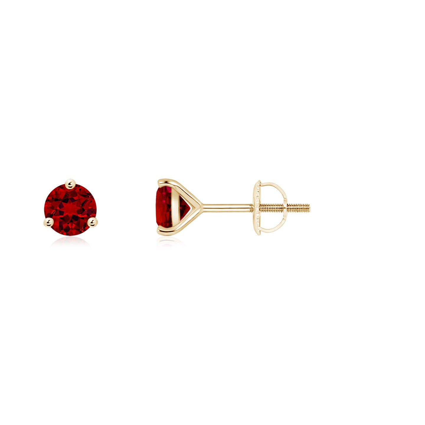 Lab-Grown Martini-Set Round Ruby Stud Earrings
