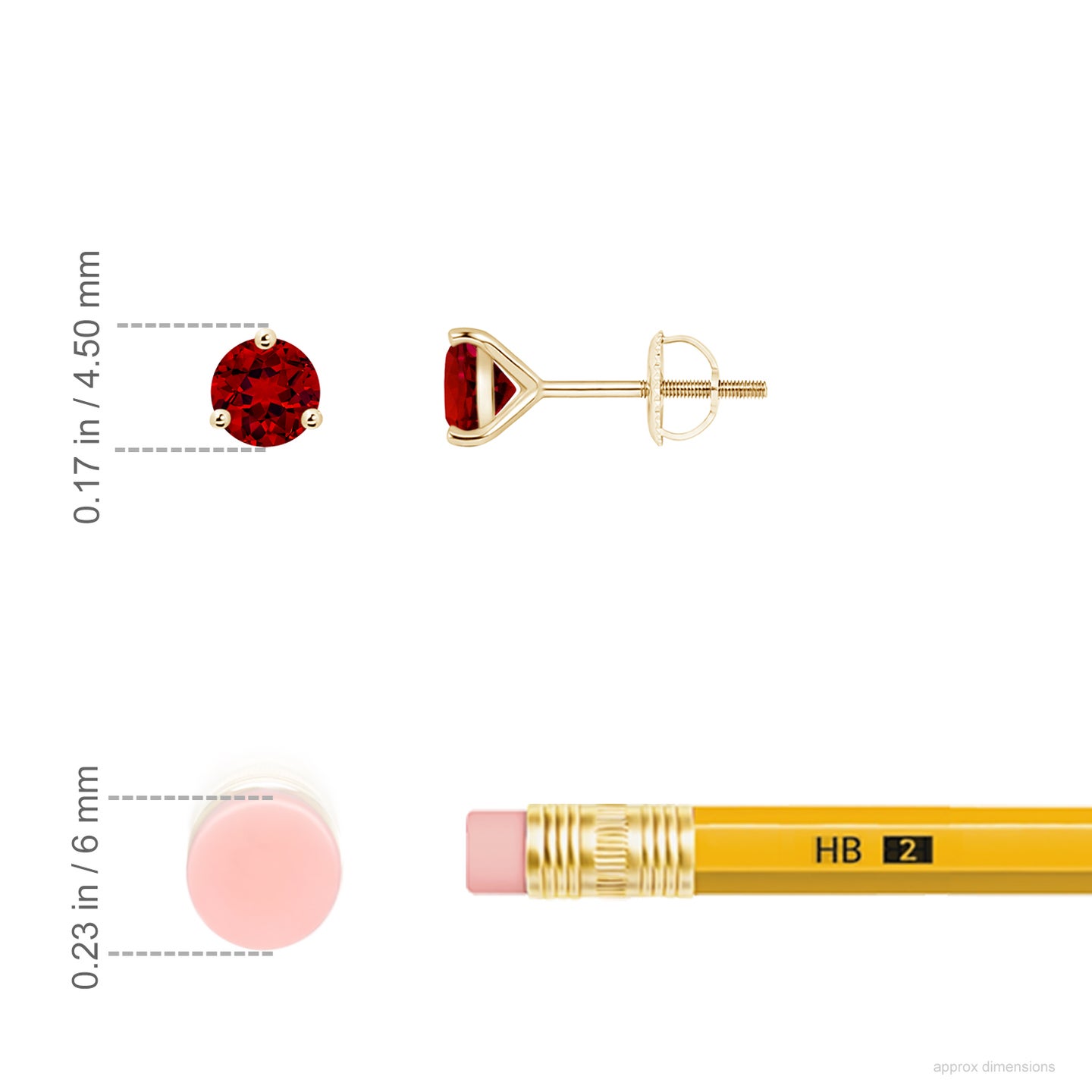 Lab-Grown Martini-Set Round Ruby Stud Earrings