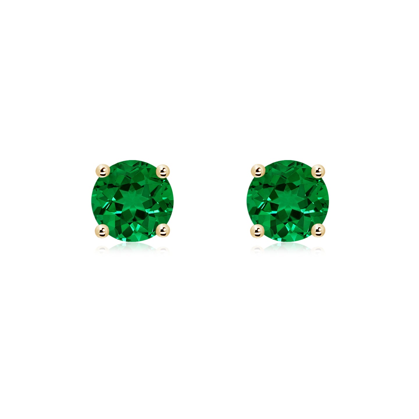 6mm Labgrown Lab-Grown Round Emerald Stud Earrings in Yellow Gold