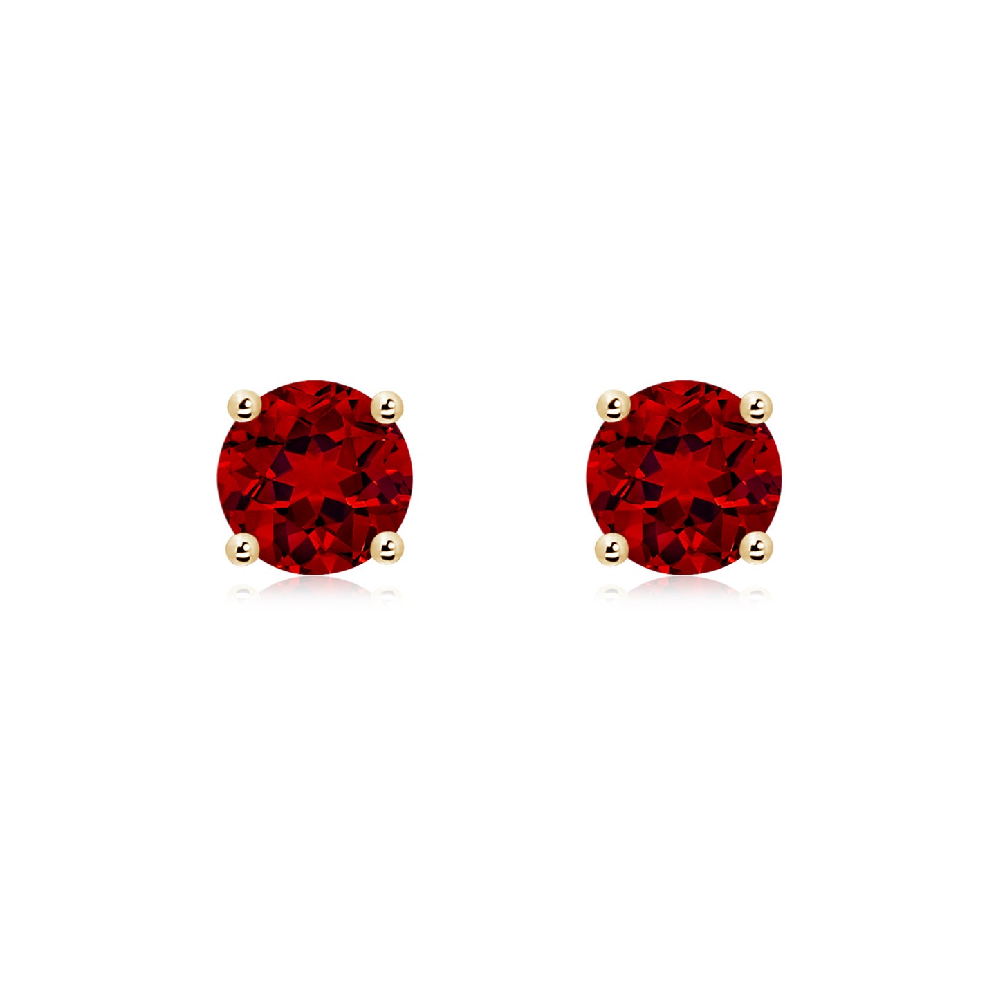 6mm Labgrown Lab-Grown Round Ruby Stud Earrings in Yellow Gold