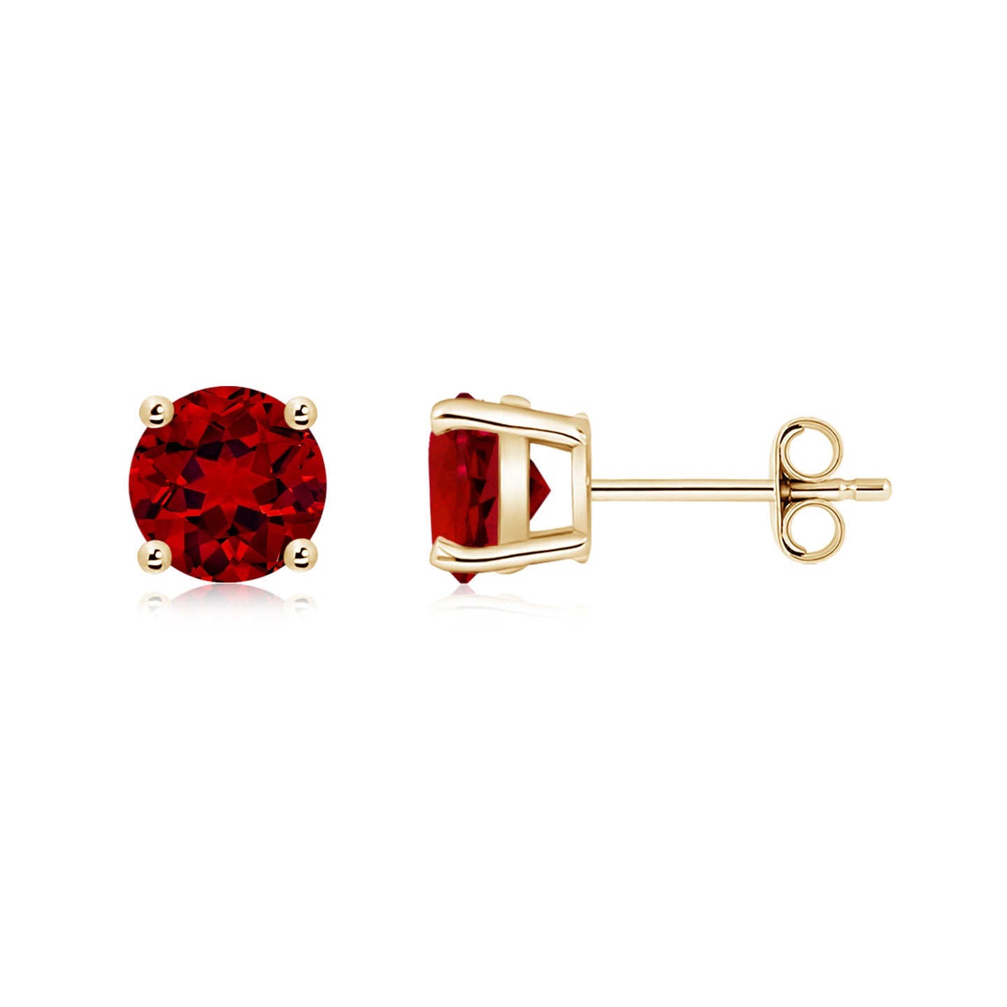 6mm Labgrown Lab-Grown Round Ruby Stud Earrings in Yellow Gold