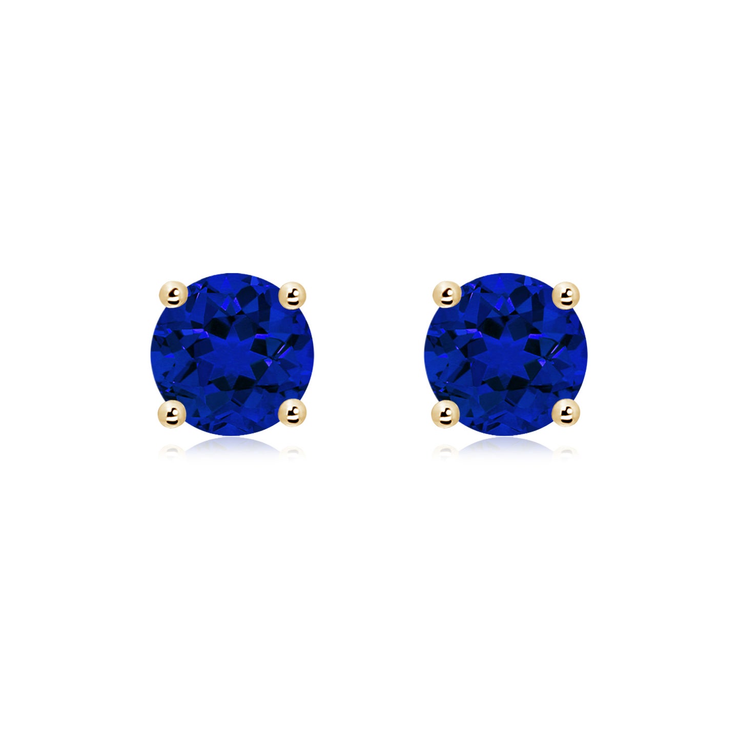 Lab-Grown Round Blue Sapphire Stud Earrings