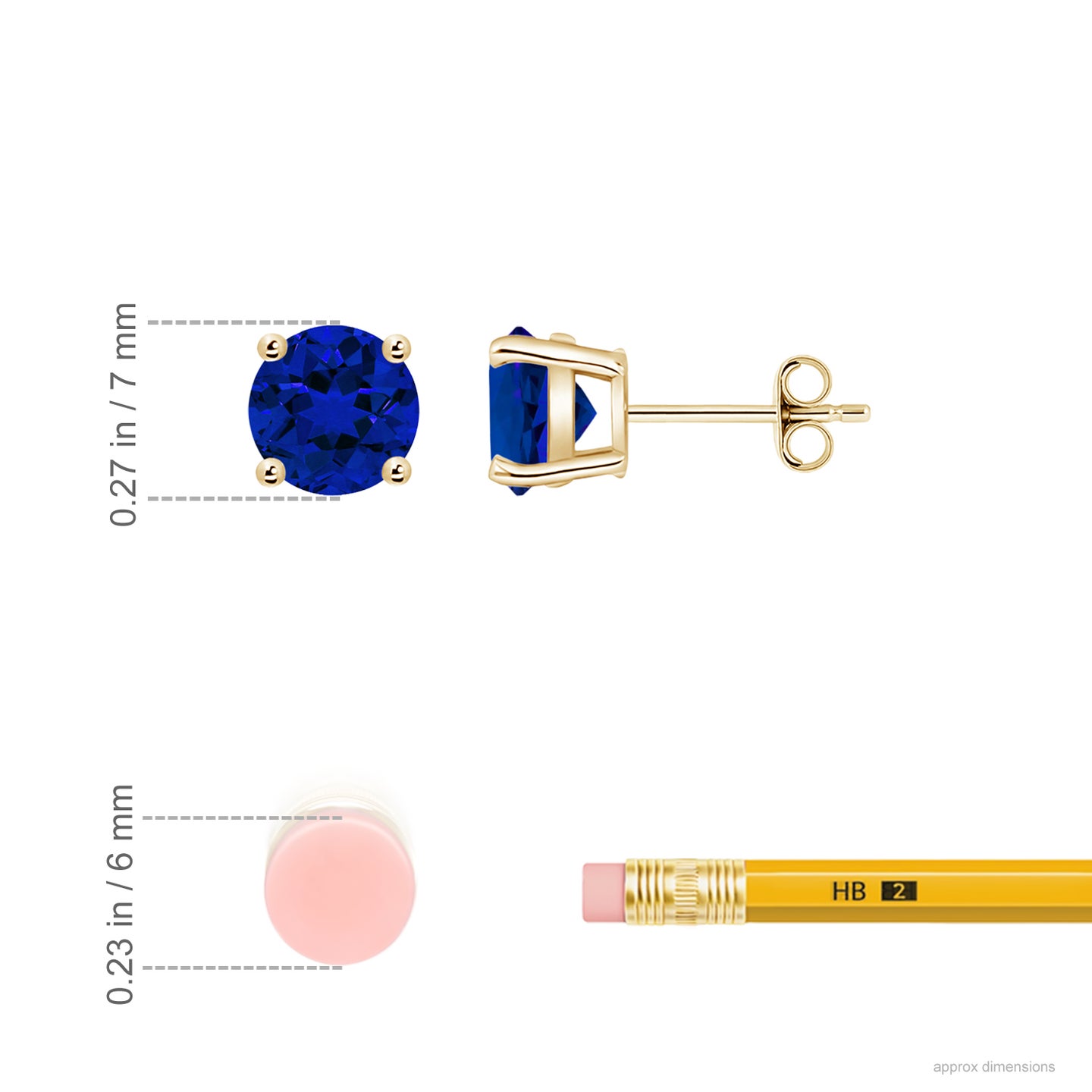Lab-Grown Round Blue Sapphire Stud Earrings