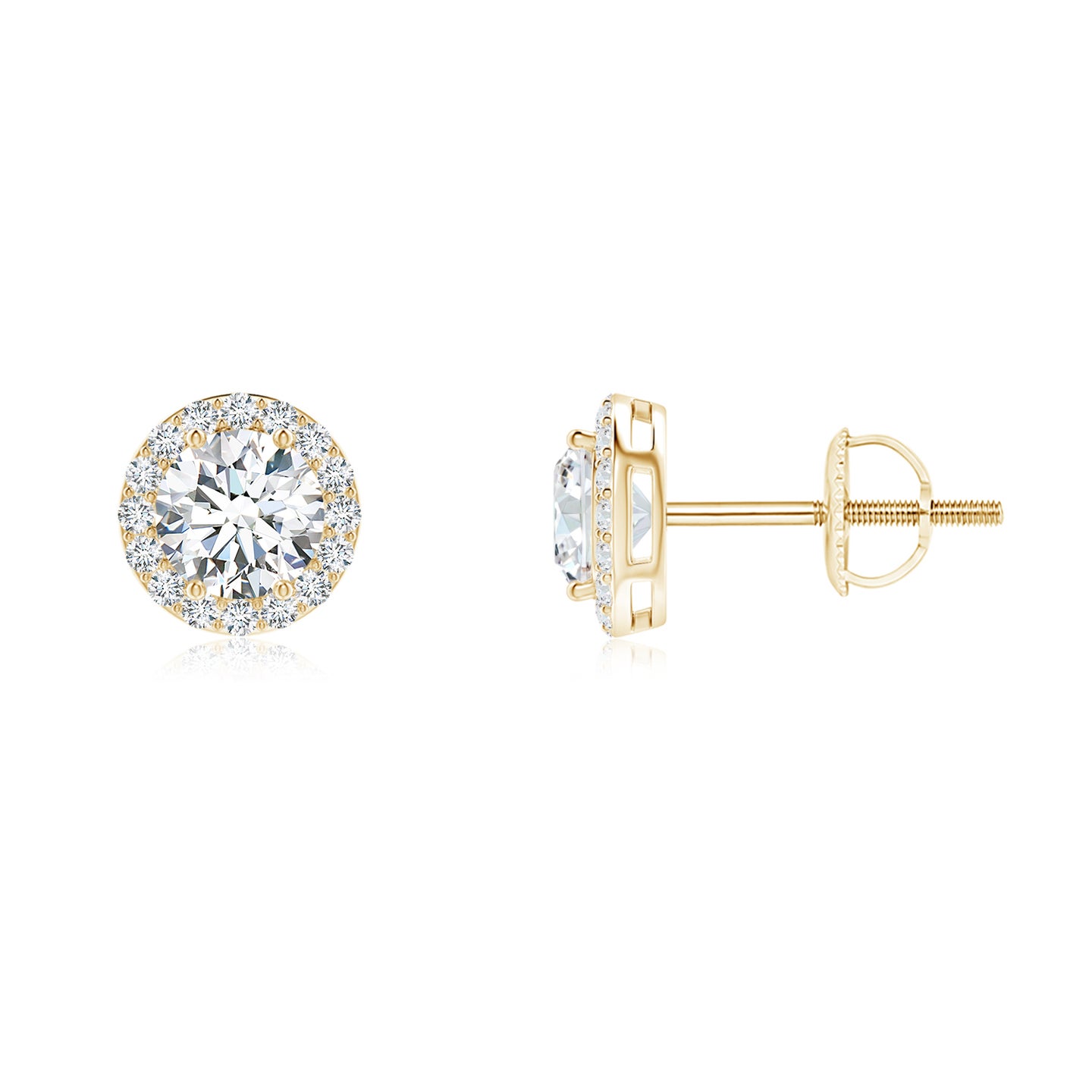 Lab-Grown Vintage-Inspired Round Diamond Halo Stud Earrings