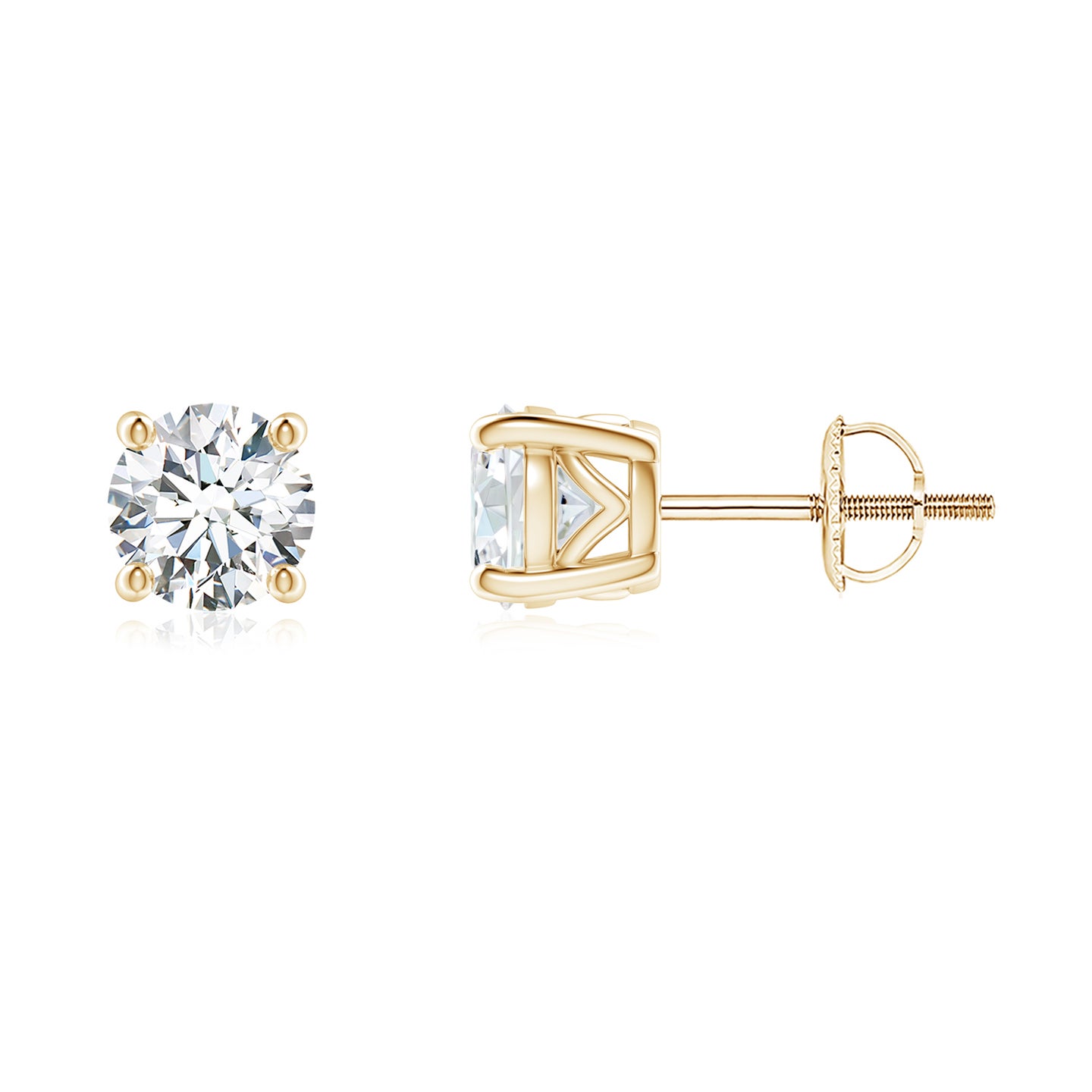 Lab-Grown Vintage Style Round Diamond Solitaire Stud Earrings