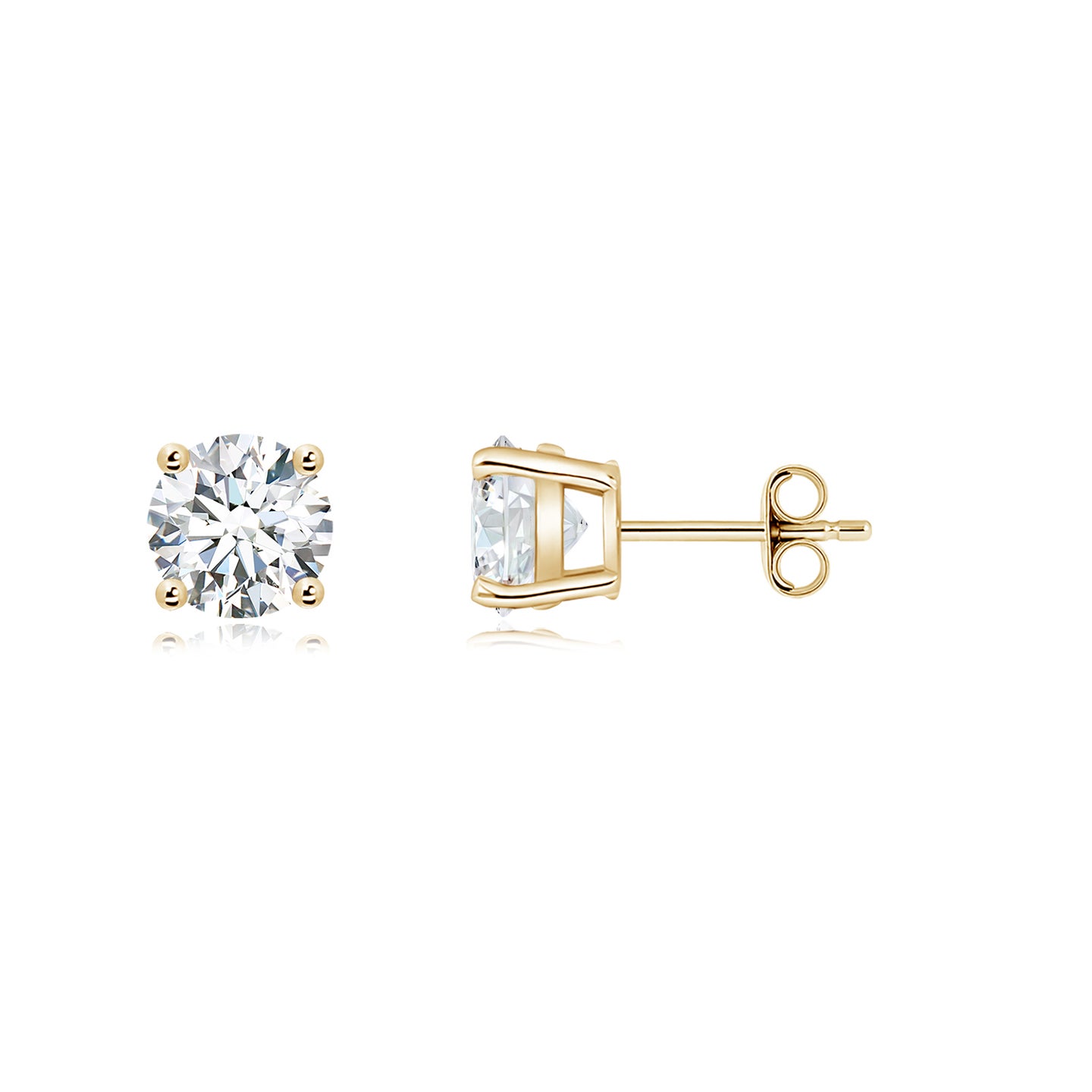 Lab-Grown Basket-Set Solitaire Diamond Stud Earrings