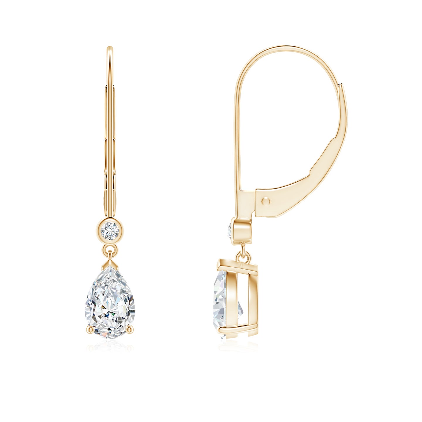 6x4mm FGVS Lab-Grown Pear-Shaped Diamond Leverback Drop Earrings with Diamond Accent in Yellow Gold 6x4mm FGVS Lab-Grown Pear-Shaped Diamond Leverback Drop Earrings with Diamond Accent in Yellow Gold