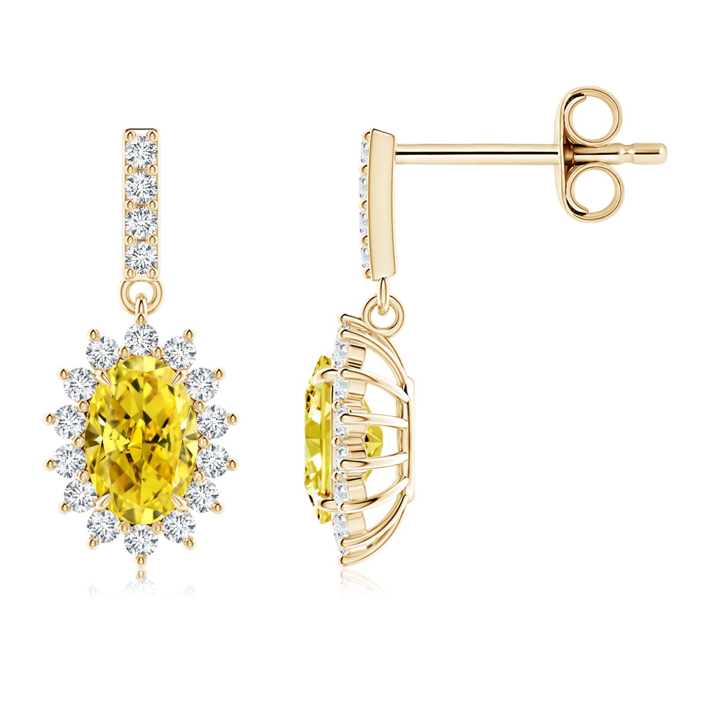 Lab-Grown Fancy Intense Yellow Diamond Dangle Earrings with