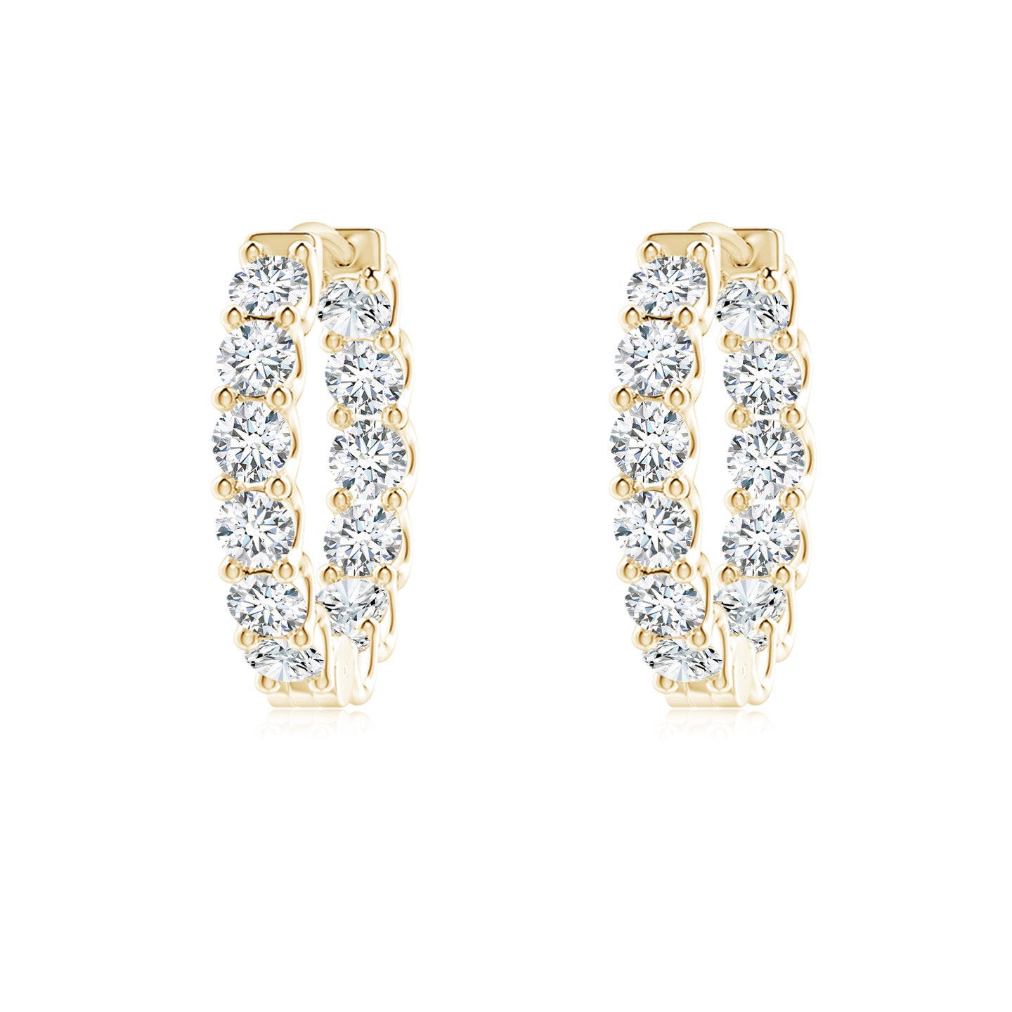 2.15mm FGVS Lab-Grown Prong-Set Diamond Inside Out Hoop Earrings in Yellow Gold