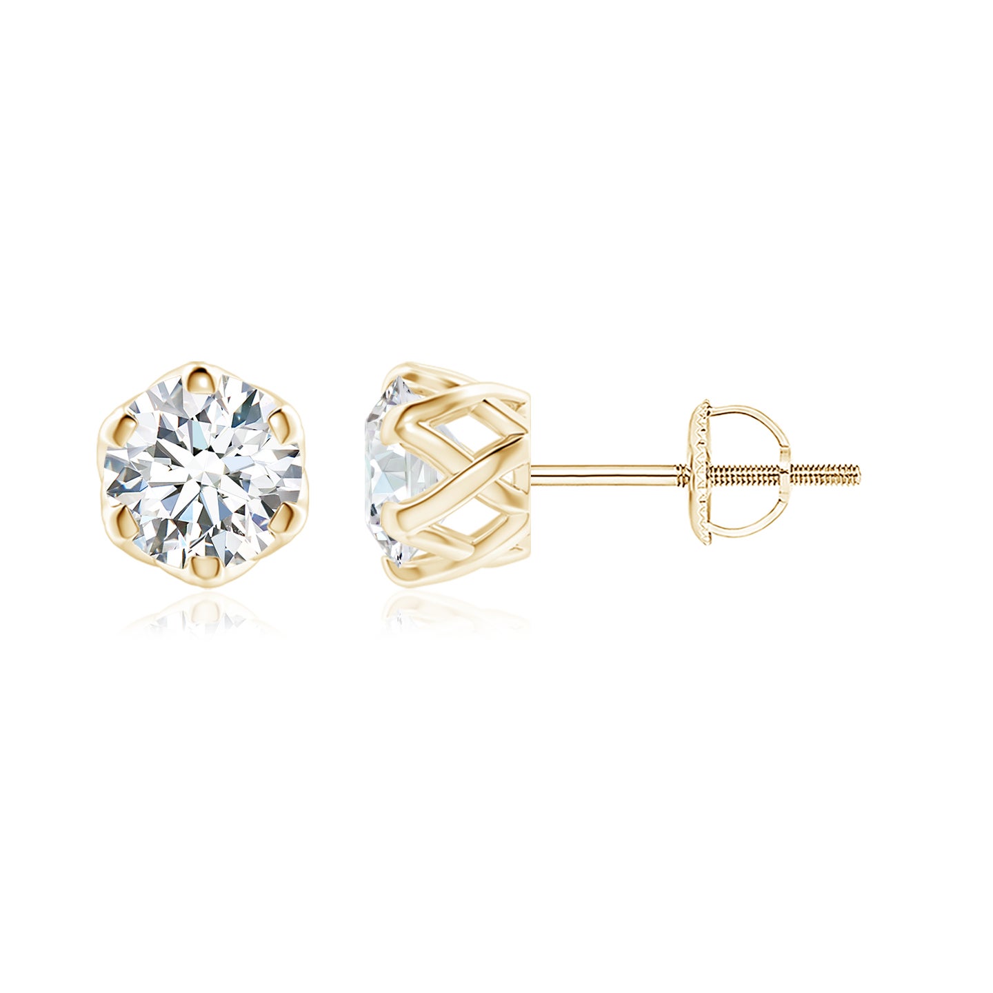 Lab-Grown Six Prong-Set Diamond Solitaire Filigree Stud Earrings