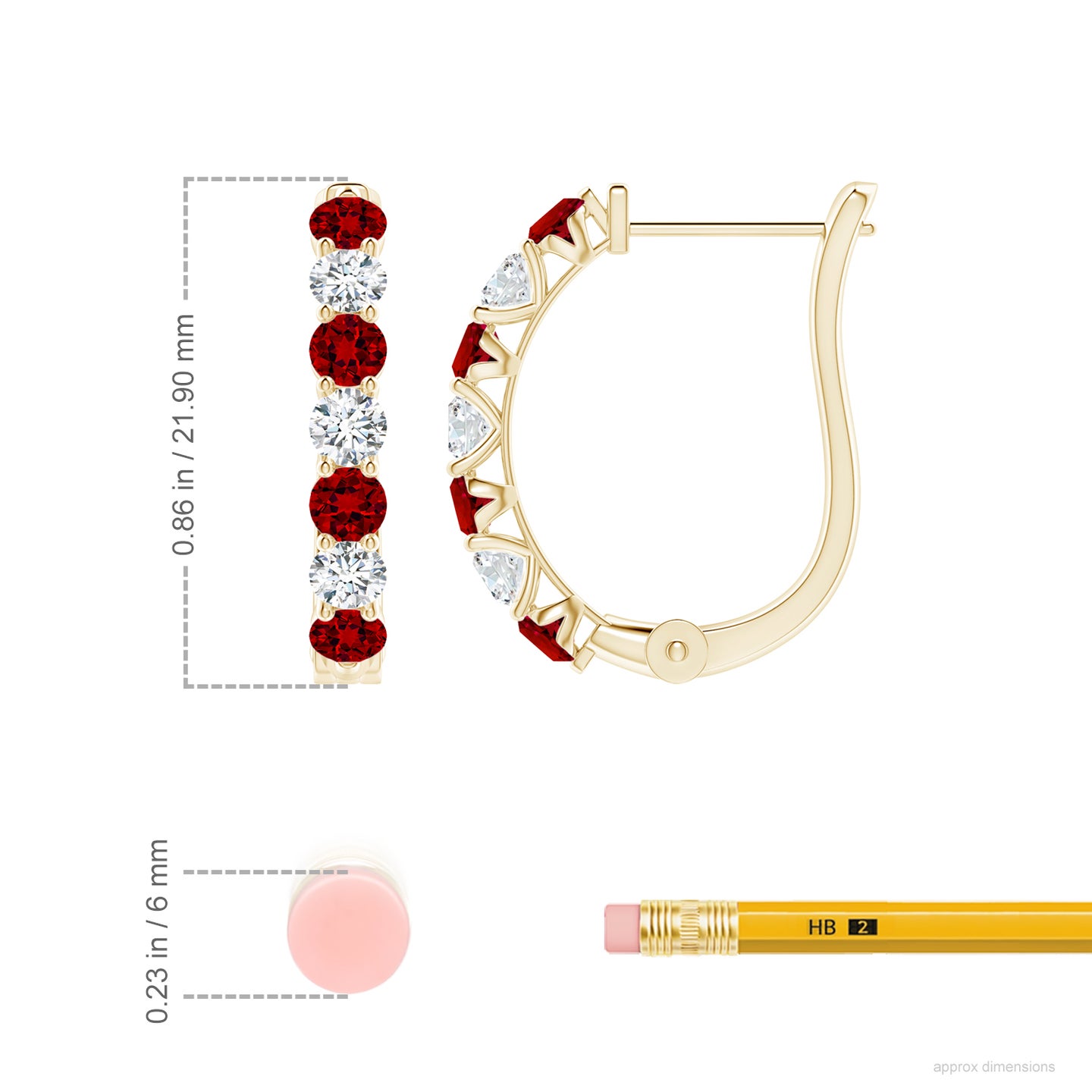 Prong-Set Lab-Grown Ruby and Diamond Huggie Hoop Earrings