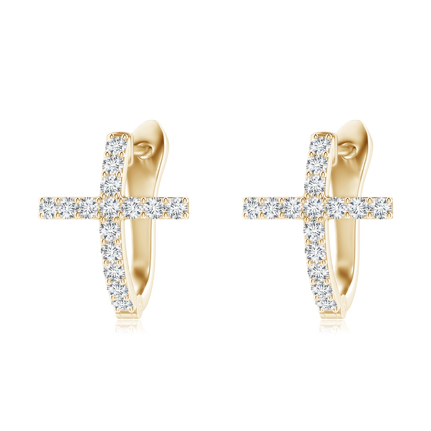 Lab-Grown Prong-Set Diamond Cross Hoop Earrings