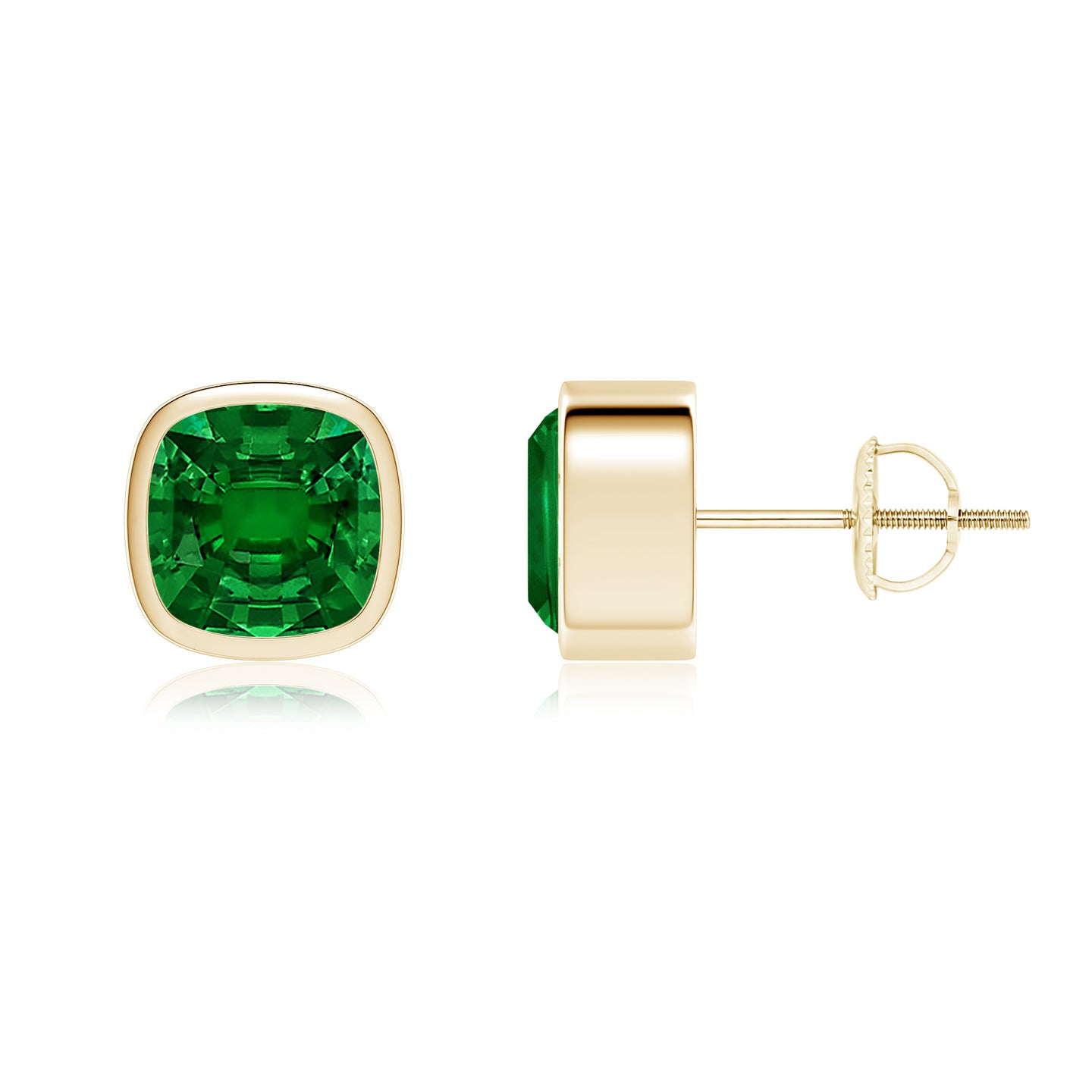 Lab-Grown Classic Cushion Emerald Solitaire Stud Earrings